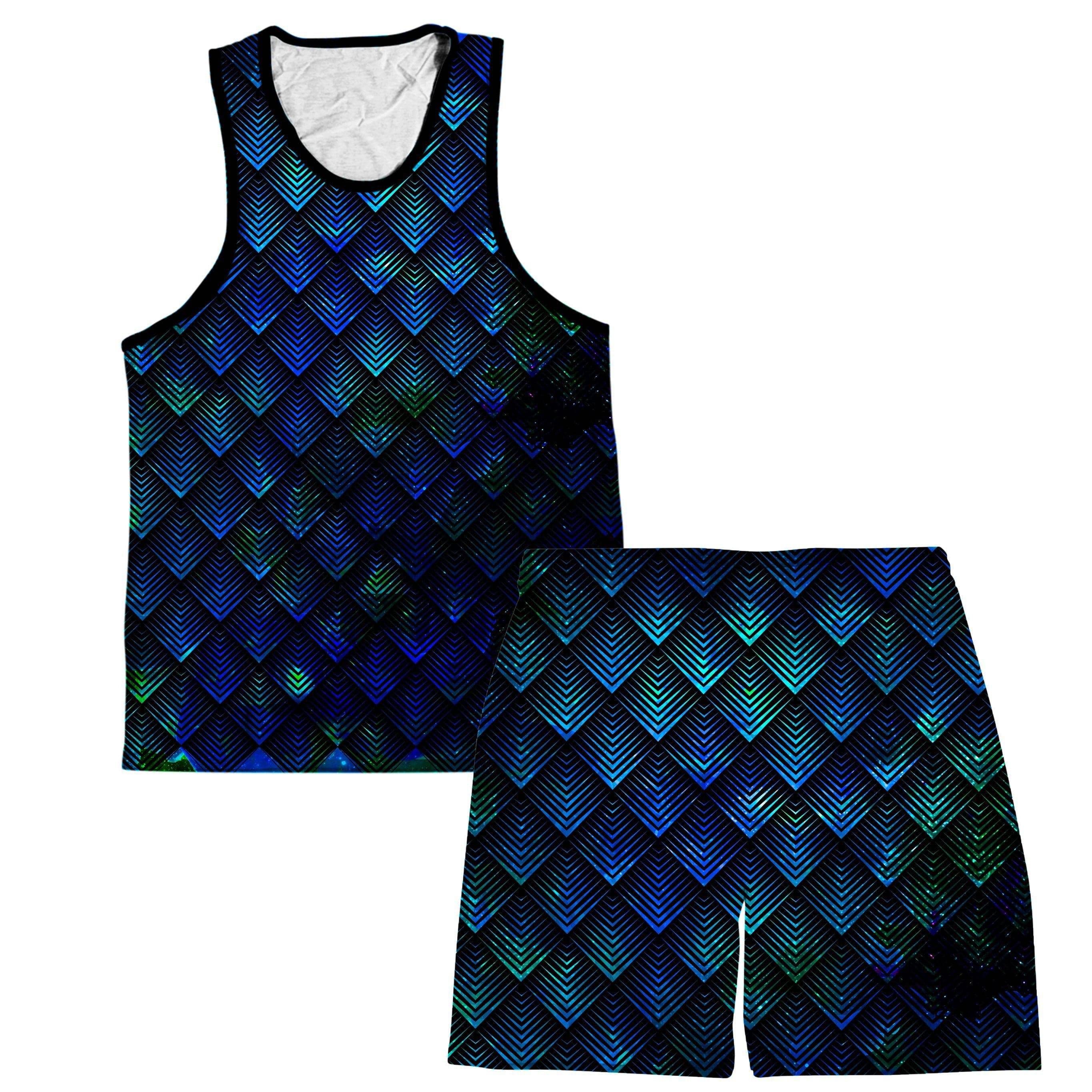 Galactic Dragon Scale Teal Crop Top and Leggings Combo – iEDM