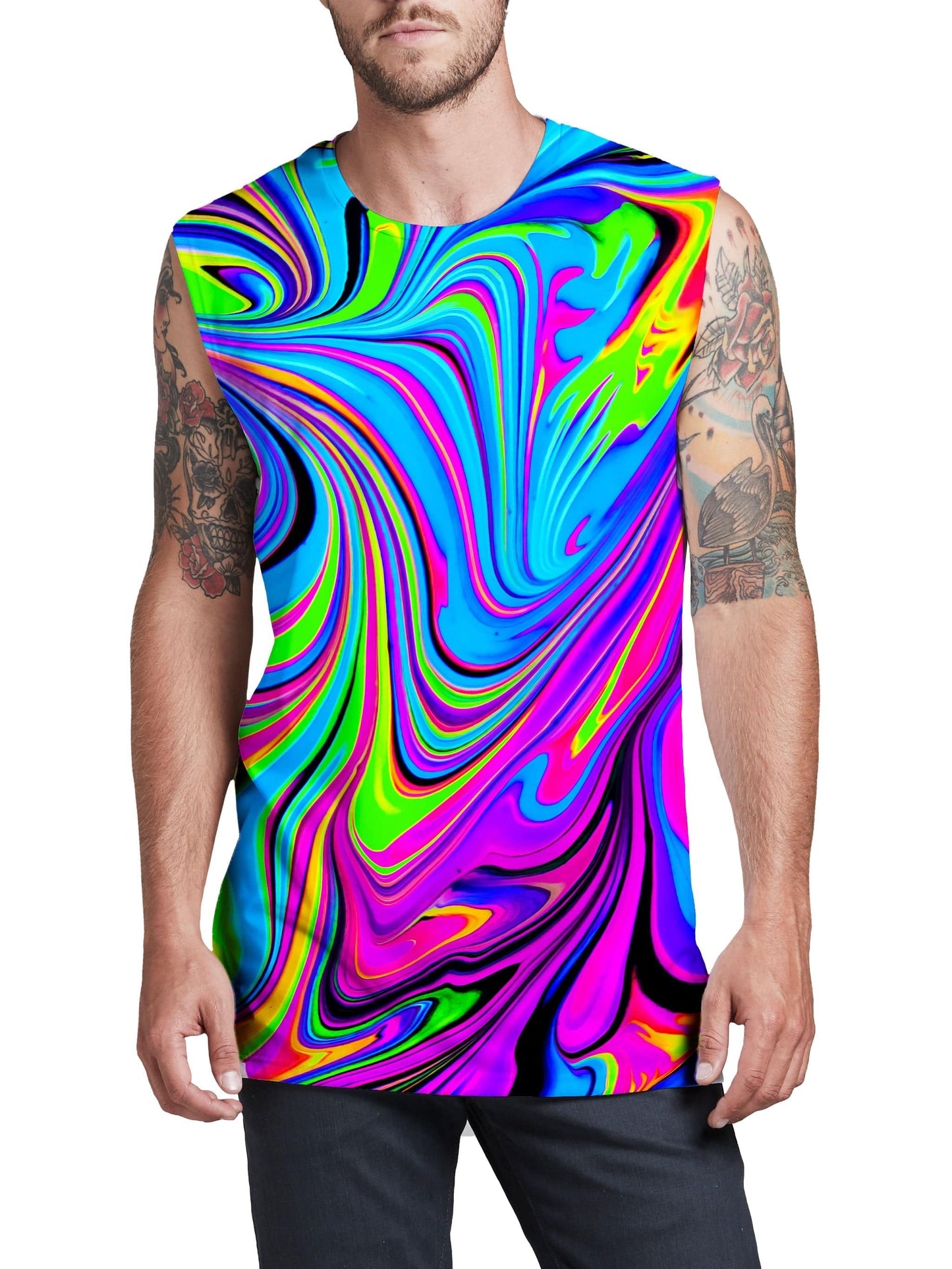 Cosmic Flow Men's Muscle Tank, Psychedelic Pourhouse, | iEDM