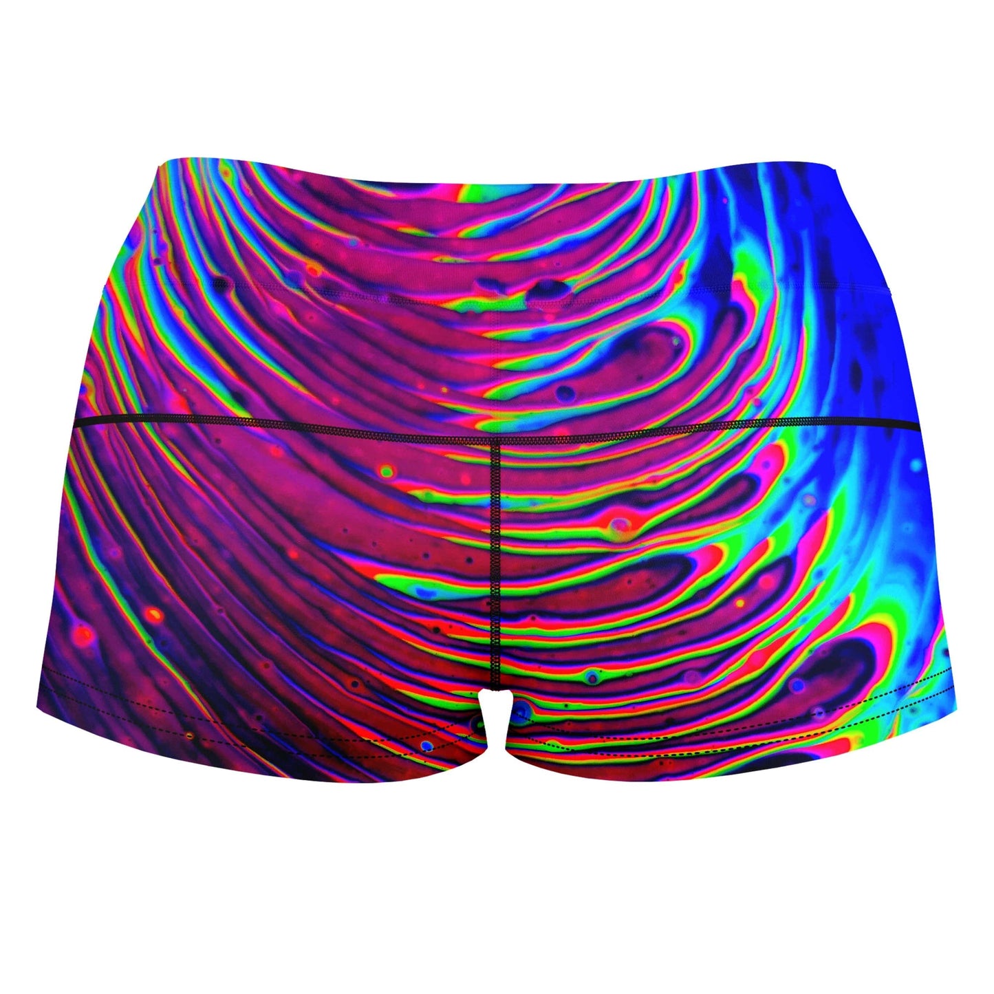 Cosmic Ripples High-Waisted Women's Shorts, Psychedelic Pourhouse, | iEDM