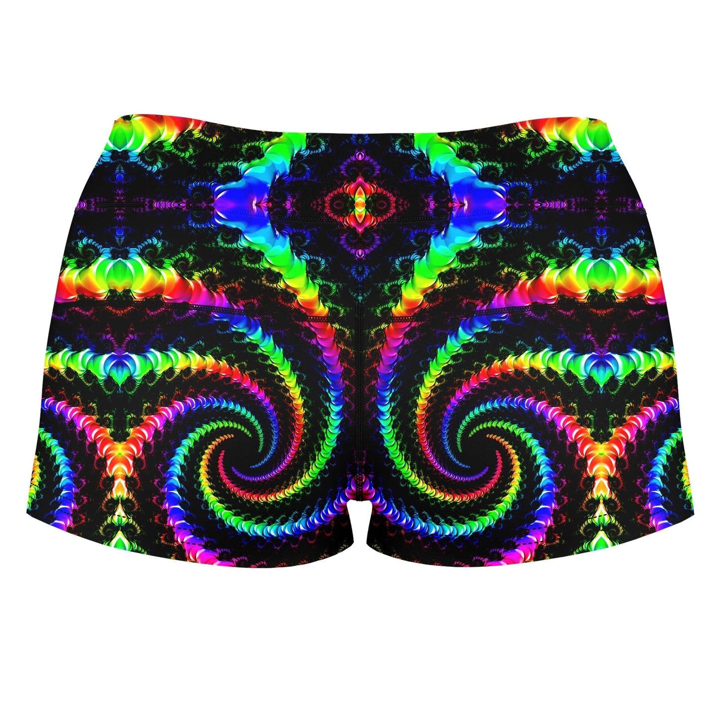 Fractaled Vision High-Waisted Women's Shorts, Psychedelic Pourhouse, | iEDM