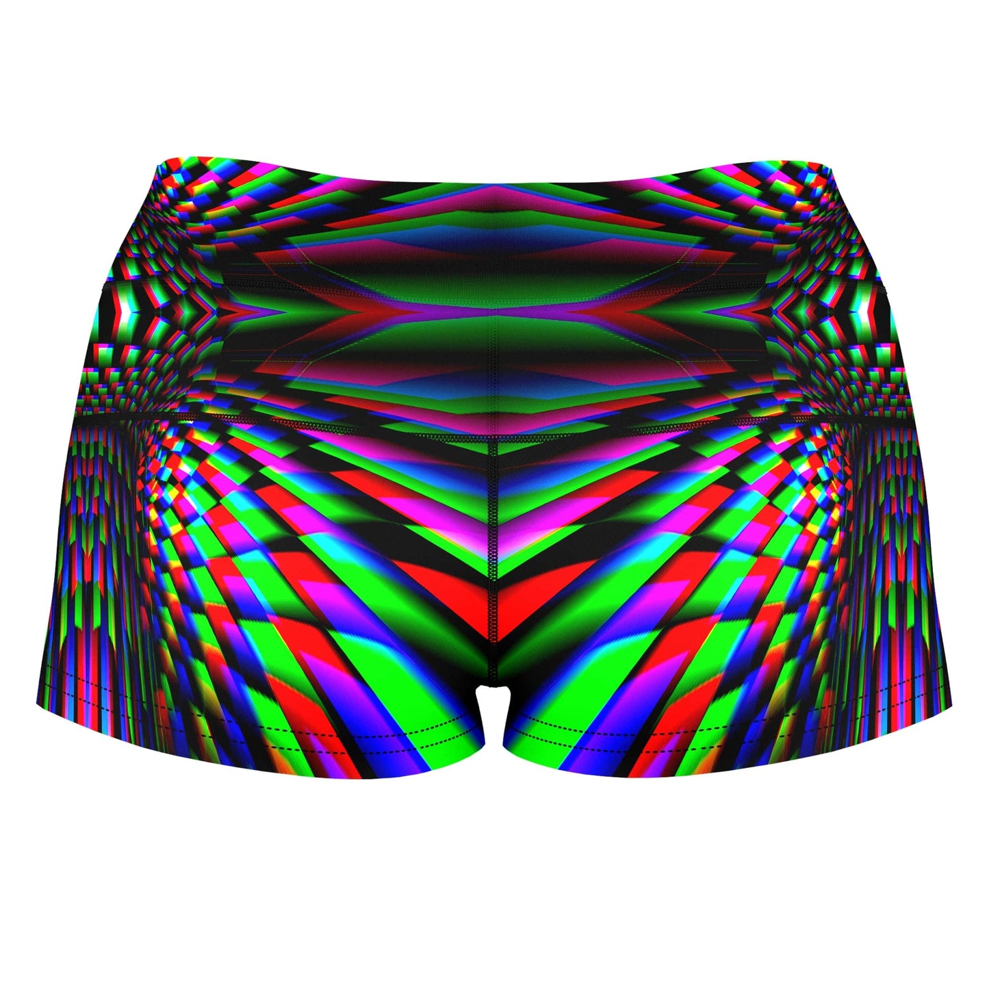 Glitch Trip High-Waisted Women's Shorts, Psychedelic Pourhouse, | iEDM