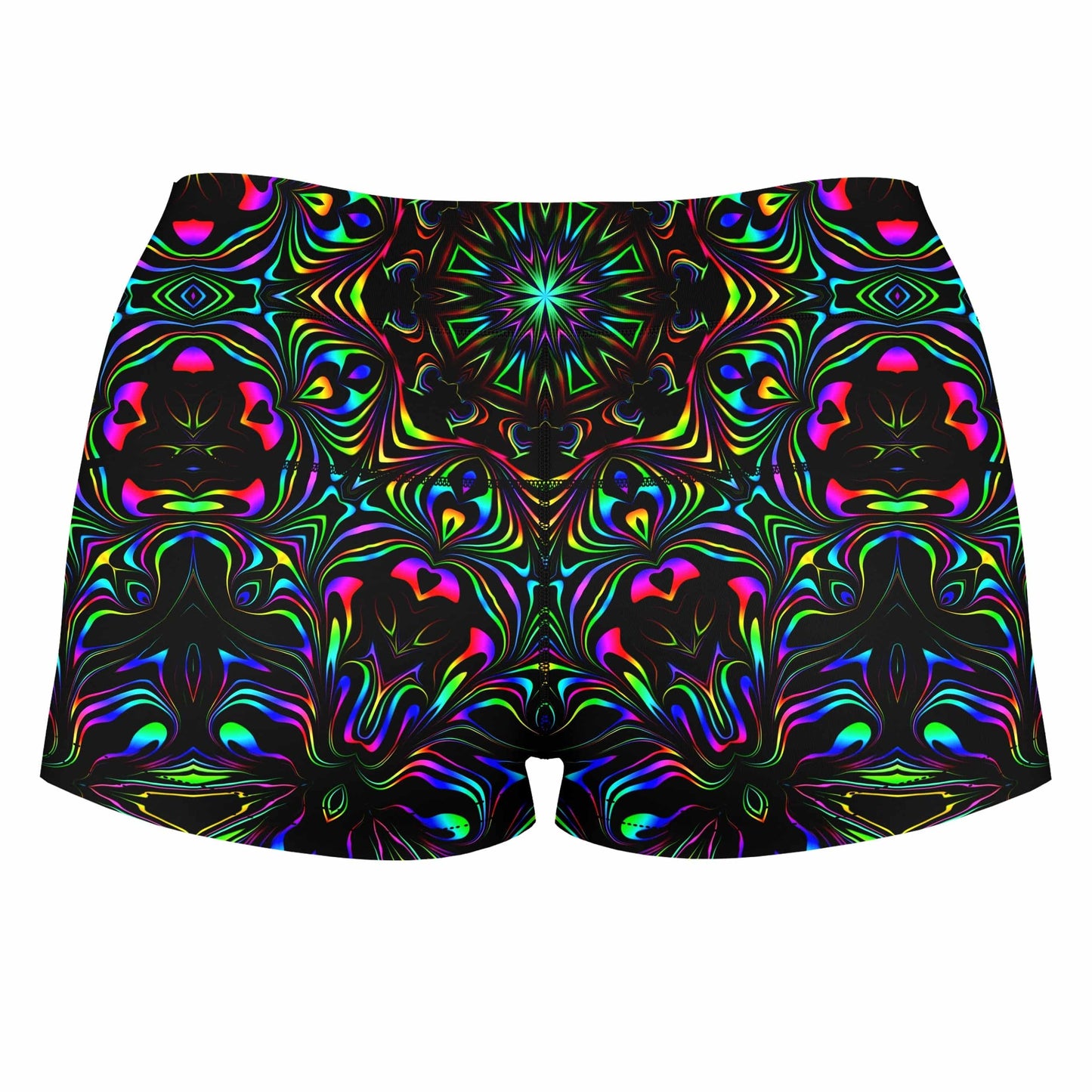 Kaleidoscope Eyes High-Waisted Women's Shorts, Psychedelic Pourhouse, | iEDM