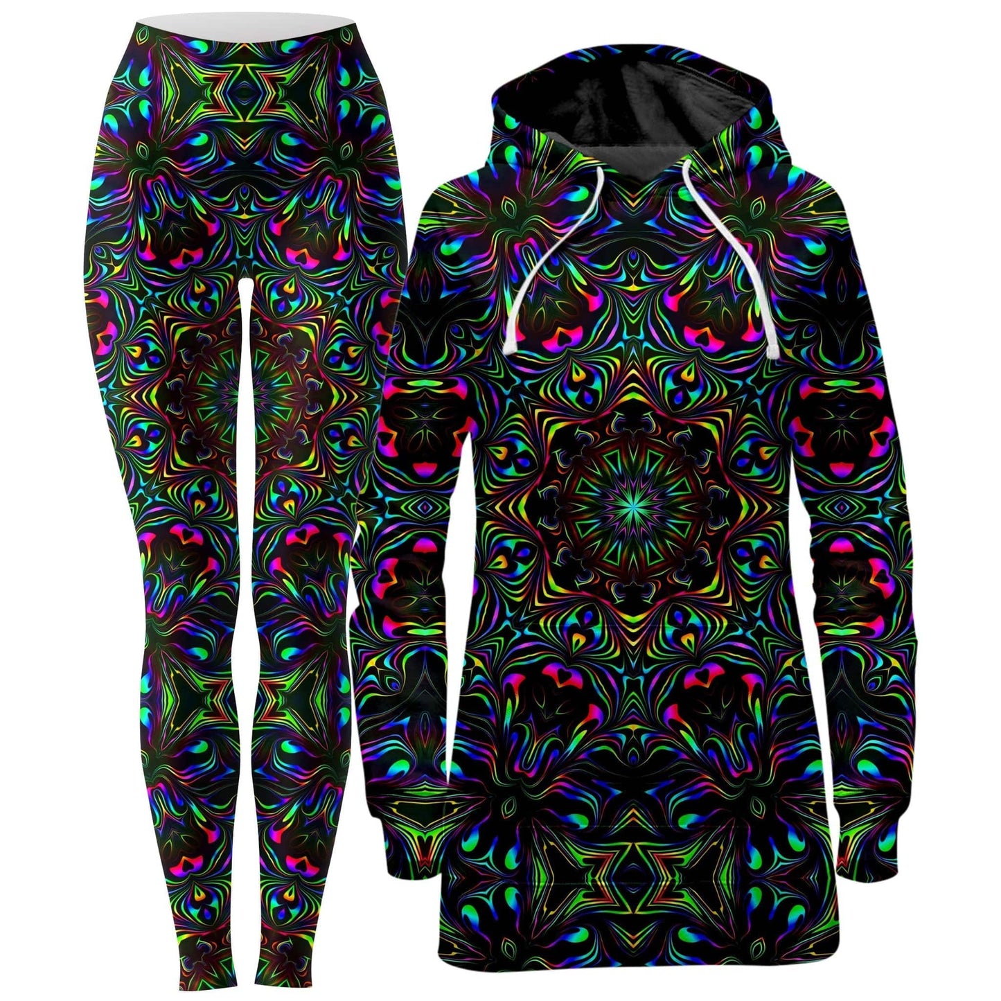 Kaleidoscope Eyes Hoodie Dress and Leggings Combo, Psychedelic Pourhouse, | iEDM