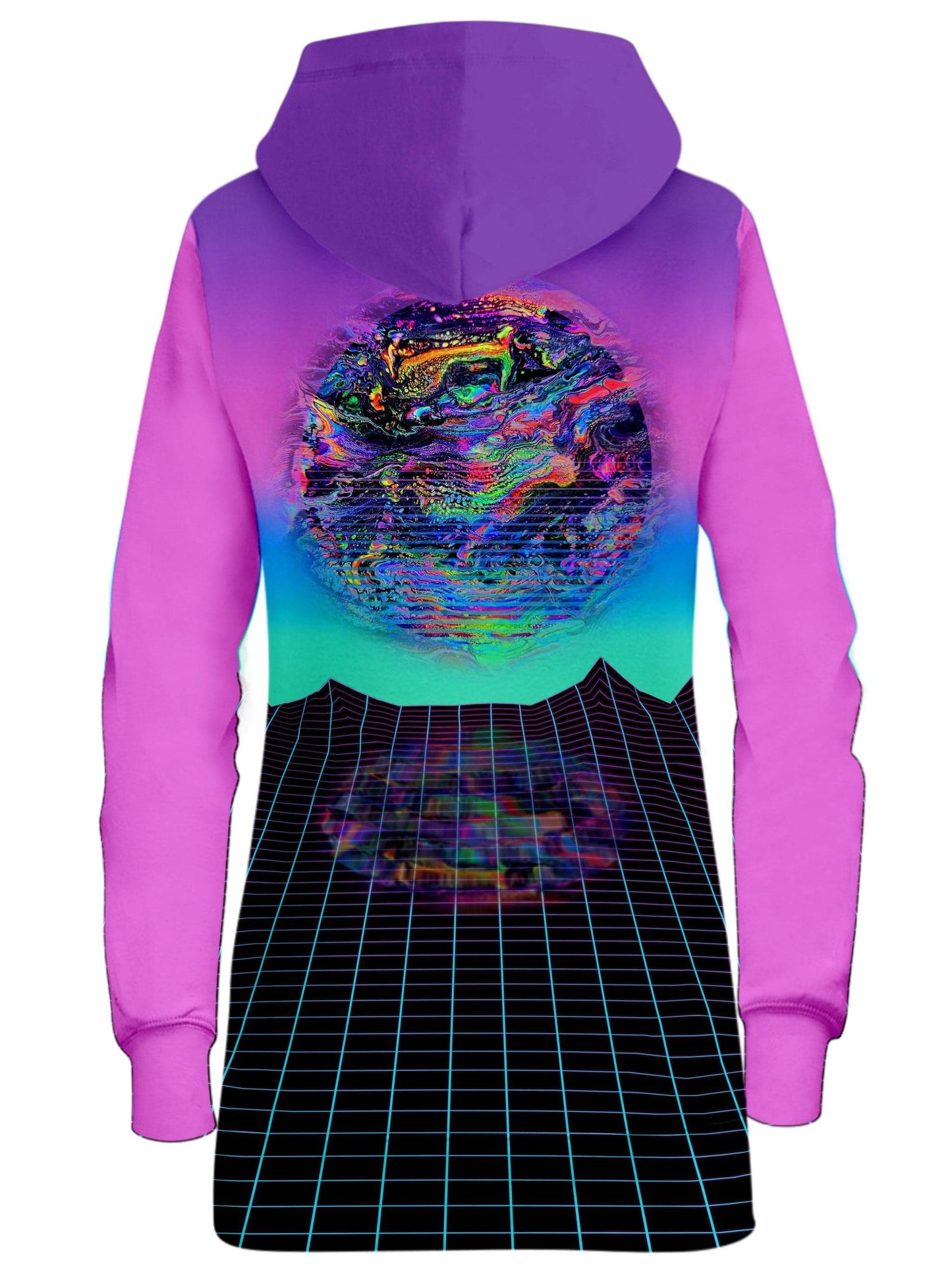 Psychedelic Outrun Hoodie Dress, Psychedelic Pourhouse, | iEDM
