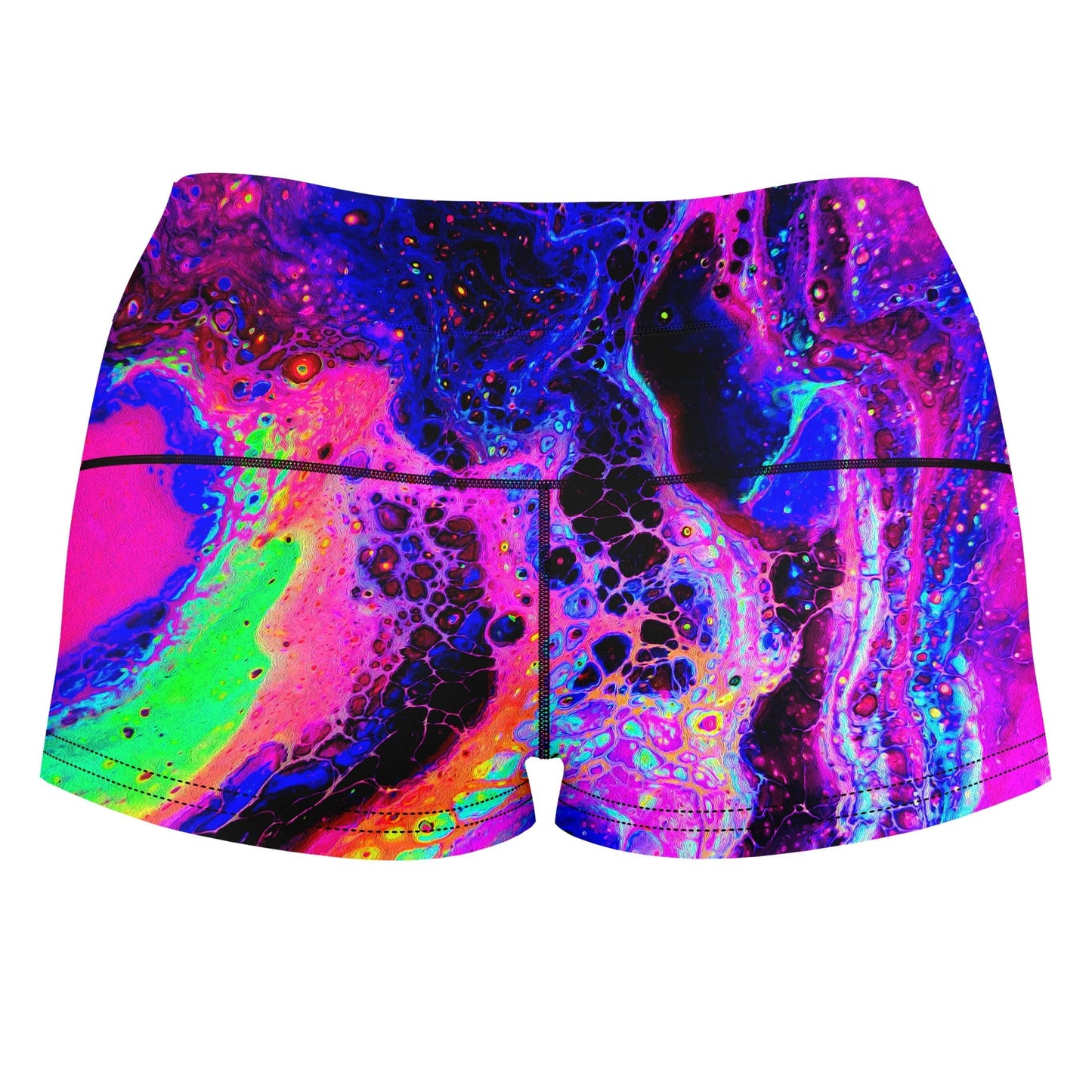Psychedelic Radiation High-Waisted Women's Shorts, Psychedelic Pourhouse, | iEDM