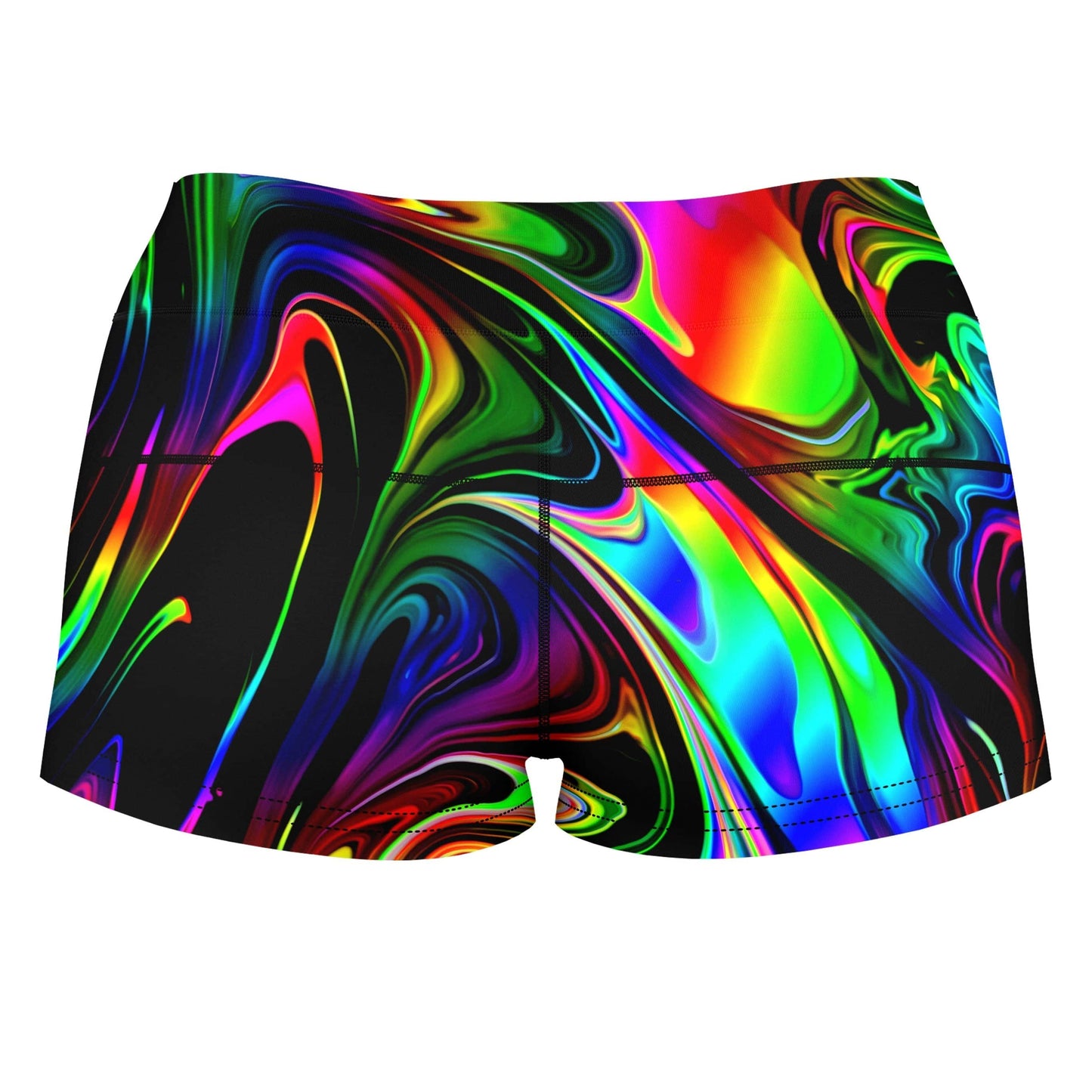 That Glow Flow High-Waisted Women's Shorts, Psychedelic Pourhouse, | iEDM