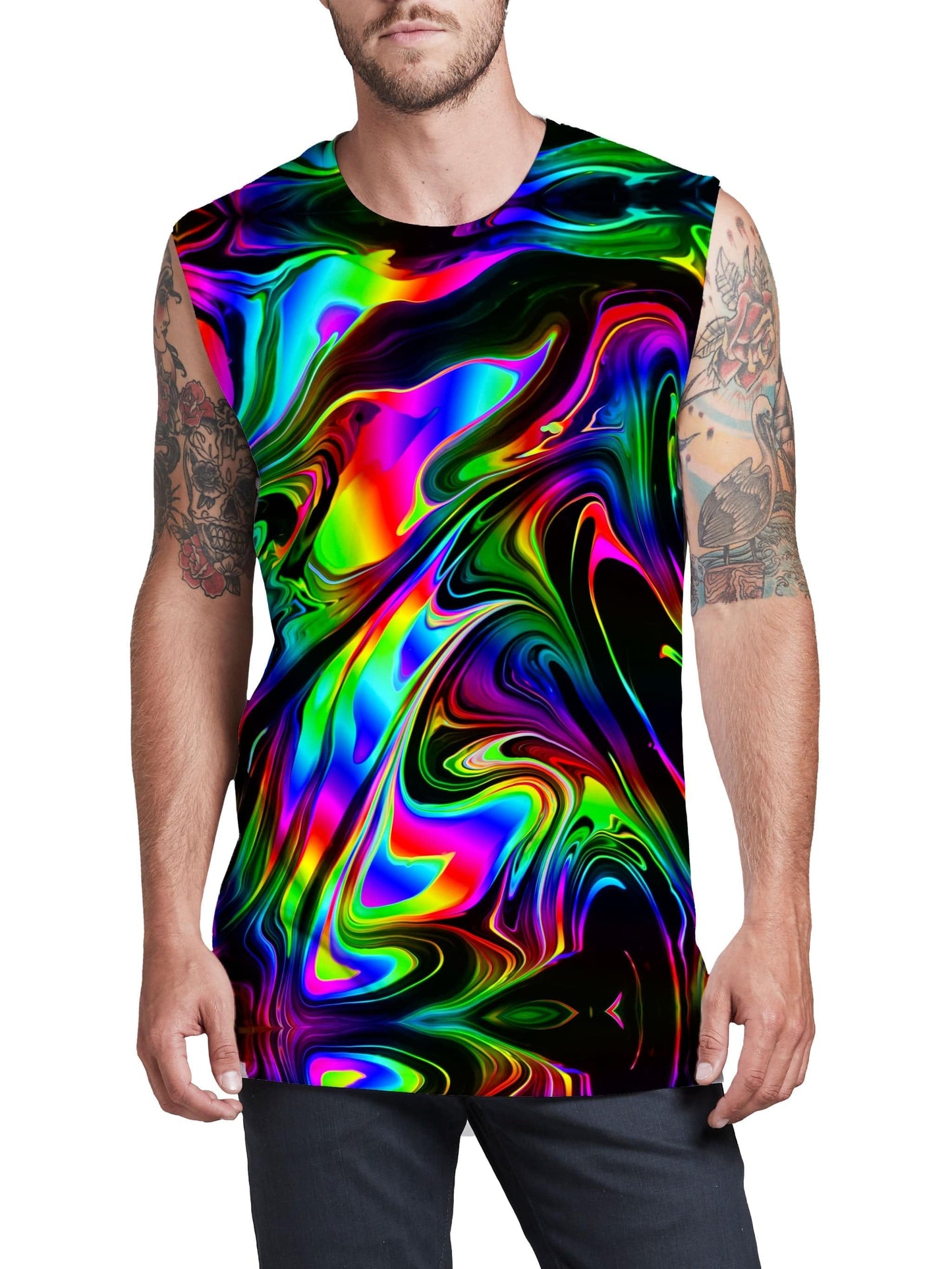 That Glow Flow Men's Muscle Tank, Psychedelic Pourhouse, | iEDM
