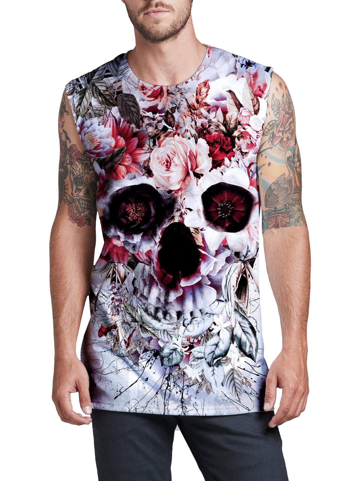 Riza Peker Floral Skull Men's Muscle Tank