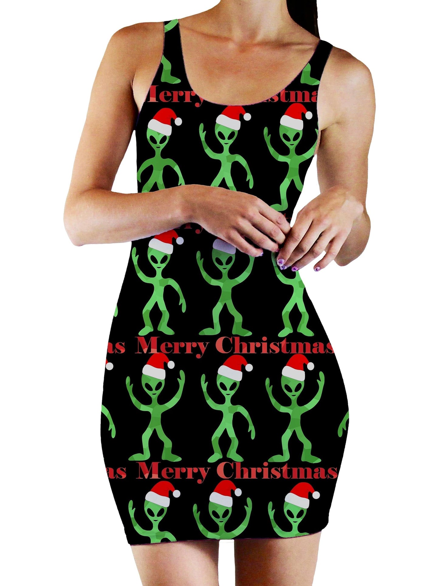 Alien Christmas Bodycon Mini Dress, Sartoris Art, | iEDM