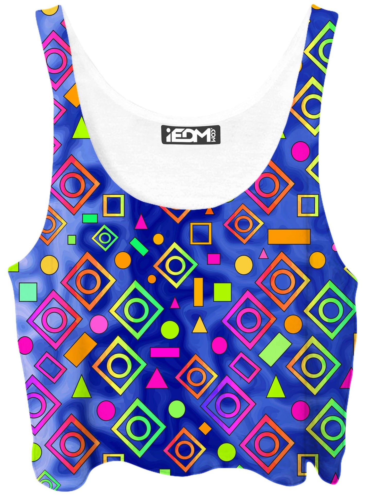 Geometric On Blue Crop Top, Sartoris Art, | iEDM