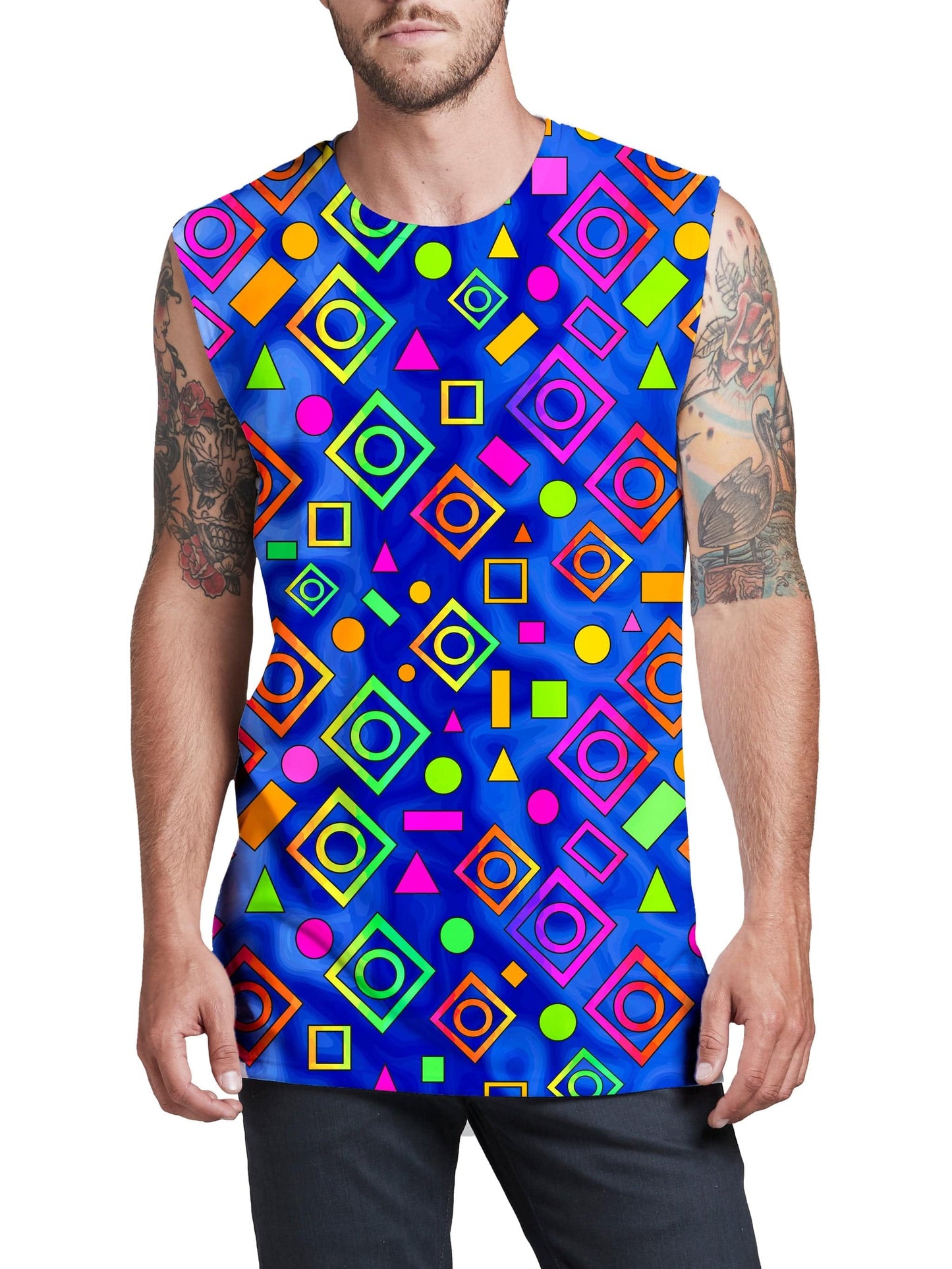 Geometric On Blue Men's Muscle Tank, Sartoris Art, | iEDM