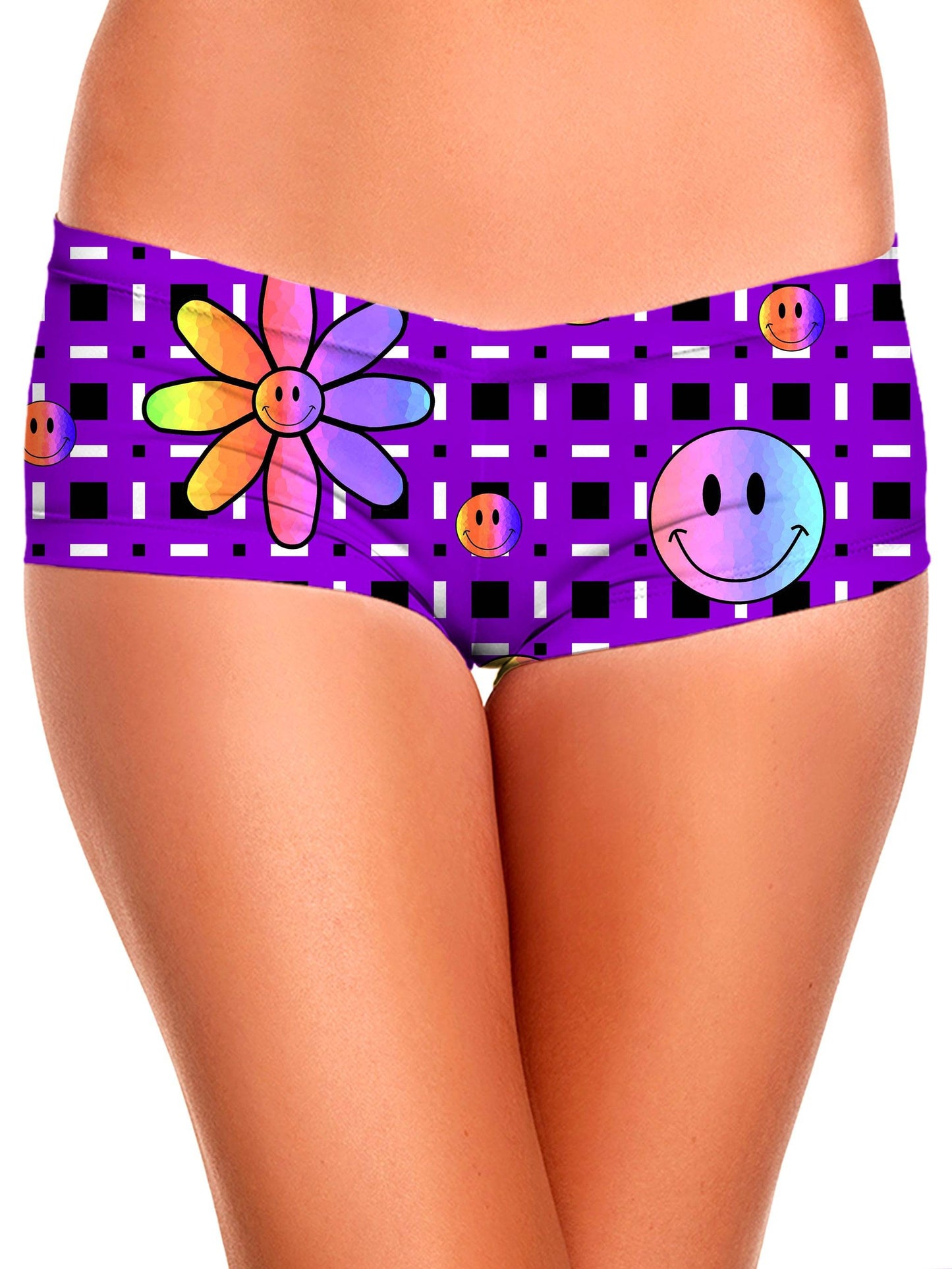 Happiness On Purple Crop Top and Booty Shorts Combo, Sartoris Art, | iEDM