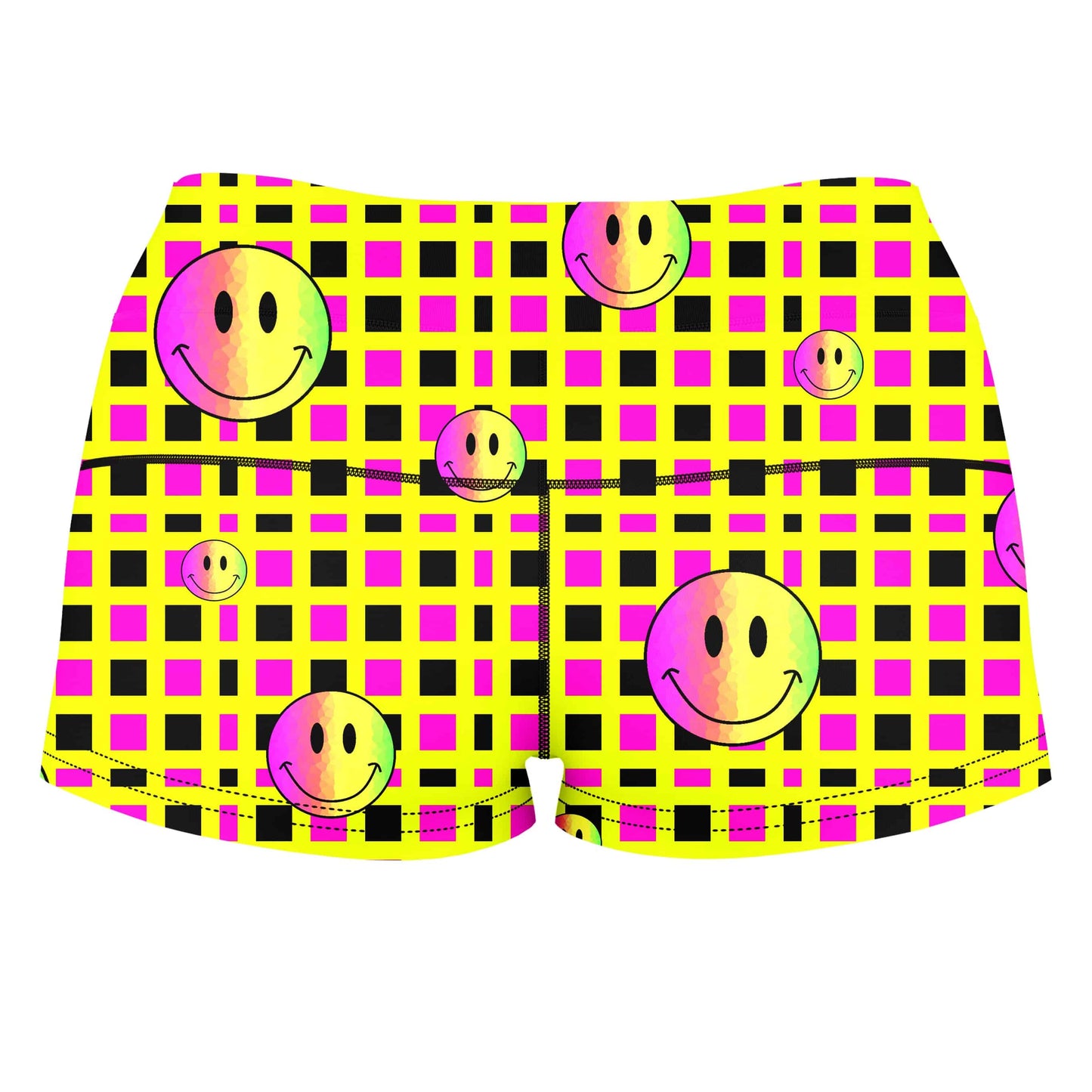 Happy Plaid High-Waisted Women's Shorts, Sartoris Art, | iEDM