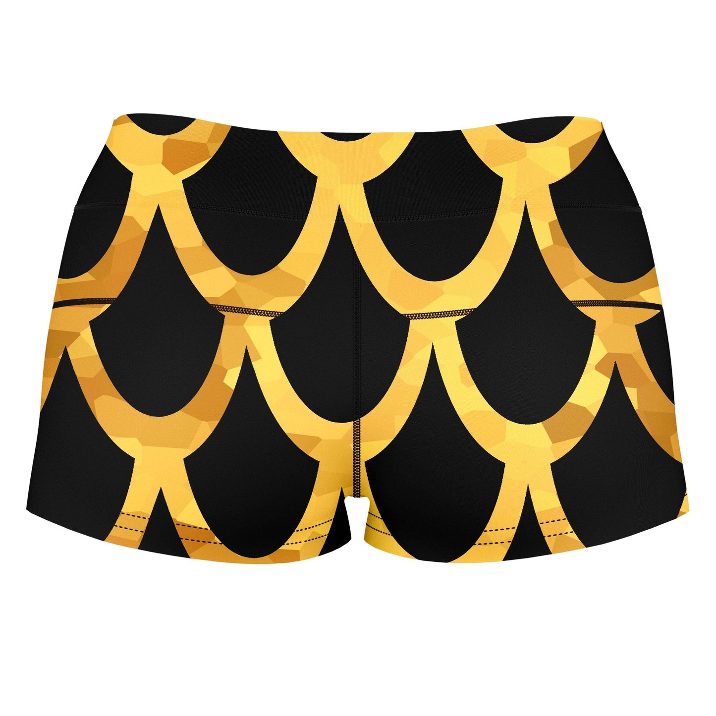 Mermaid Scales Gold High-Waisted Women's Shorts, Sartoris Art, | iEDM
