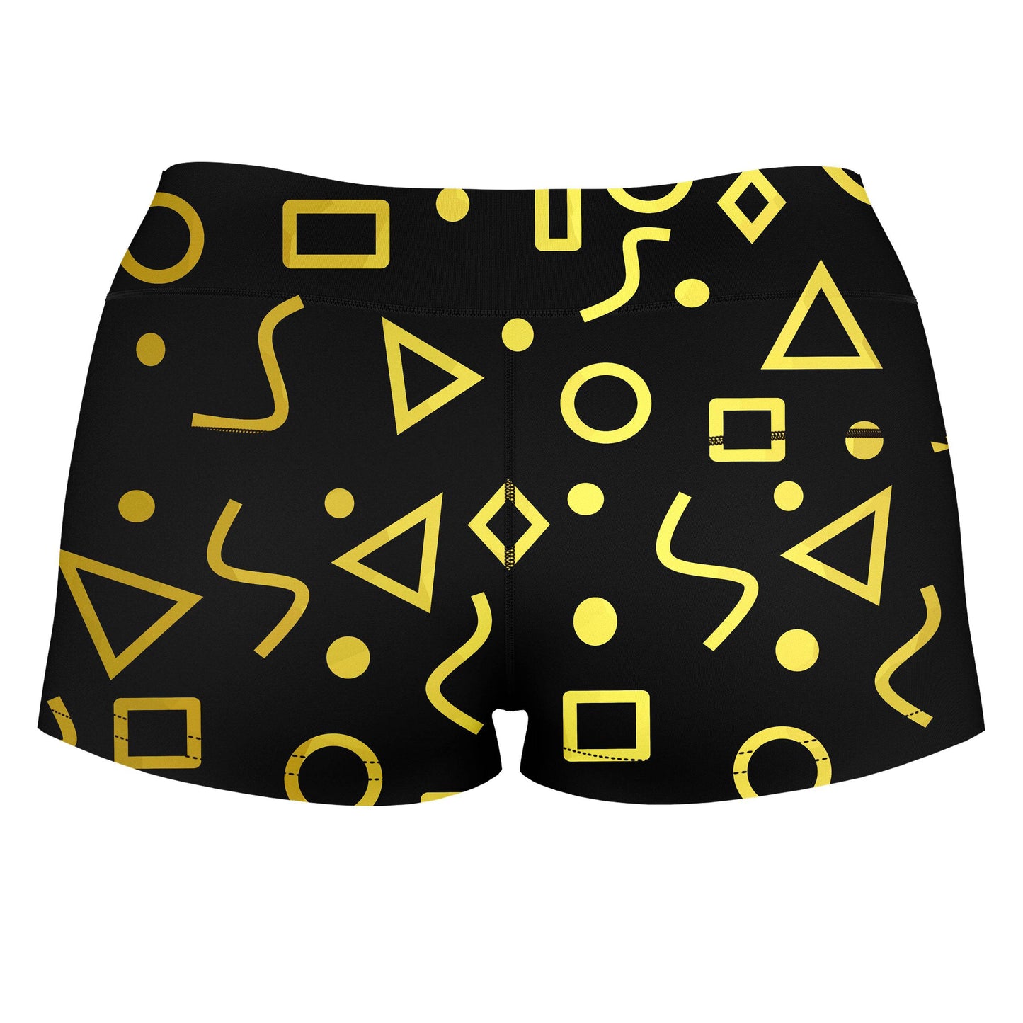 Mod Gold Shapes High-Waisted Women's Shorts, Sartoris Art, | iEDM