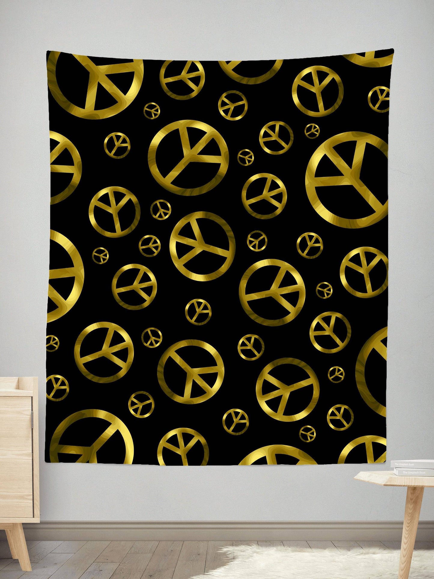 Peace Sign Gold Tapestry, Sartoris Art, | iEDM