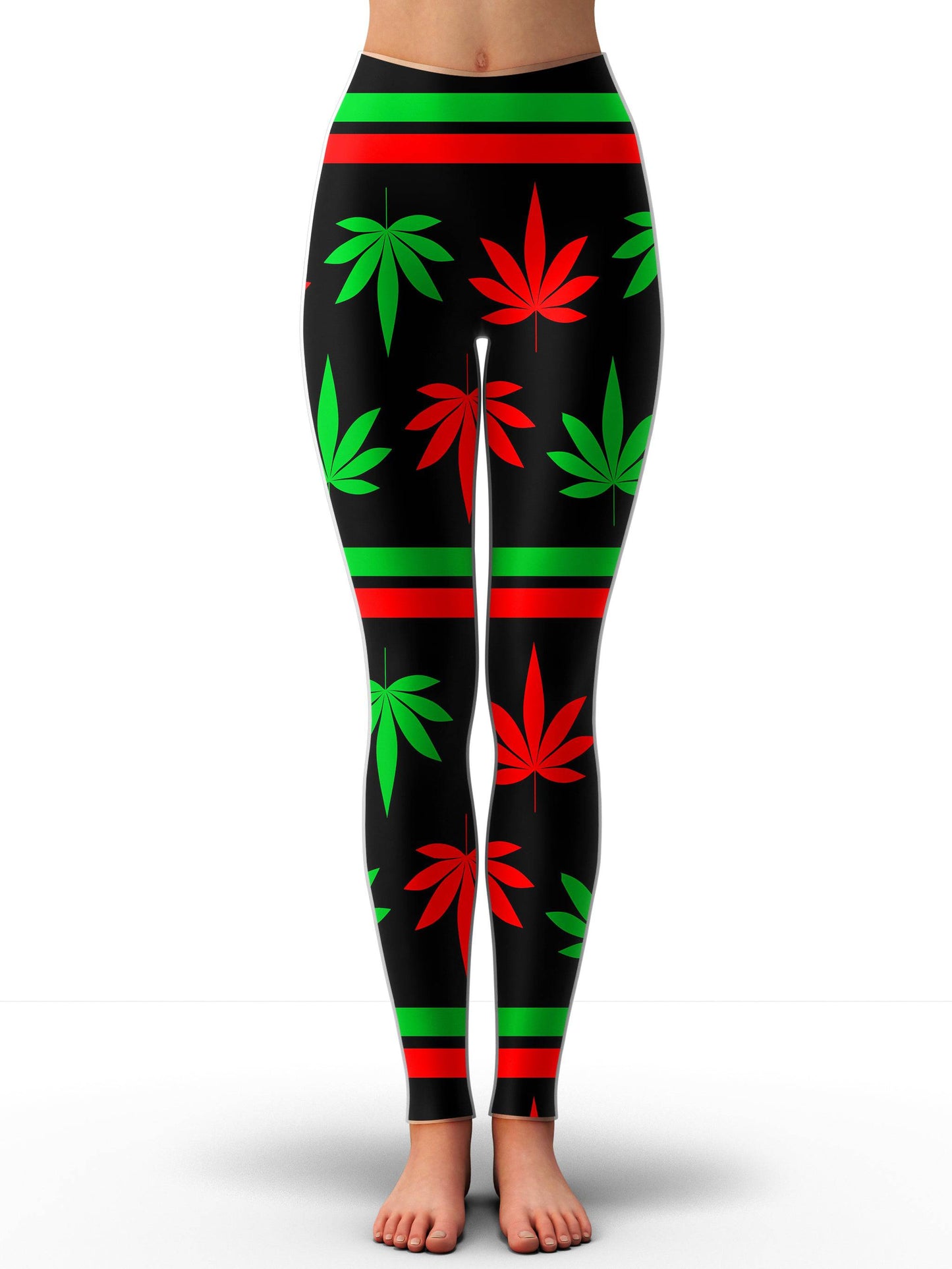 Red And Green Festive Bud Crop Top and Leggings Combo, Sartoris Art, | iEDM