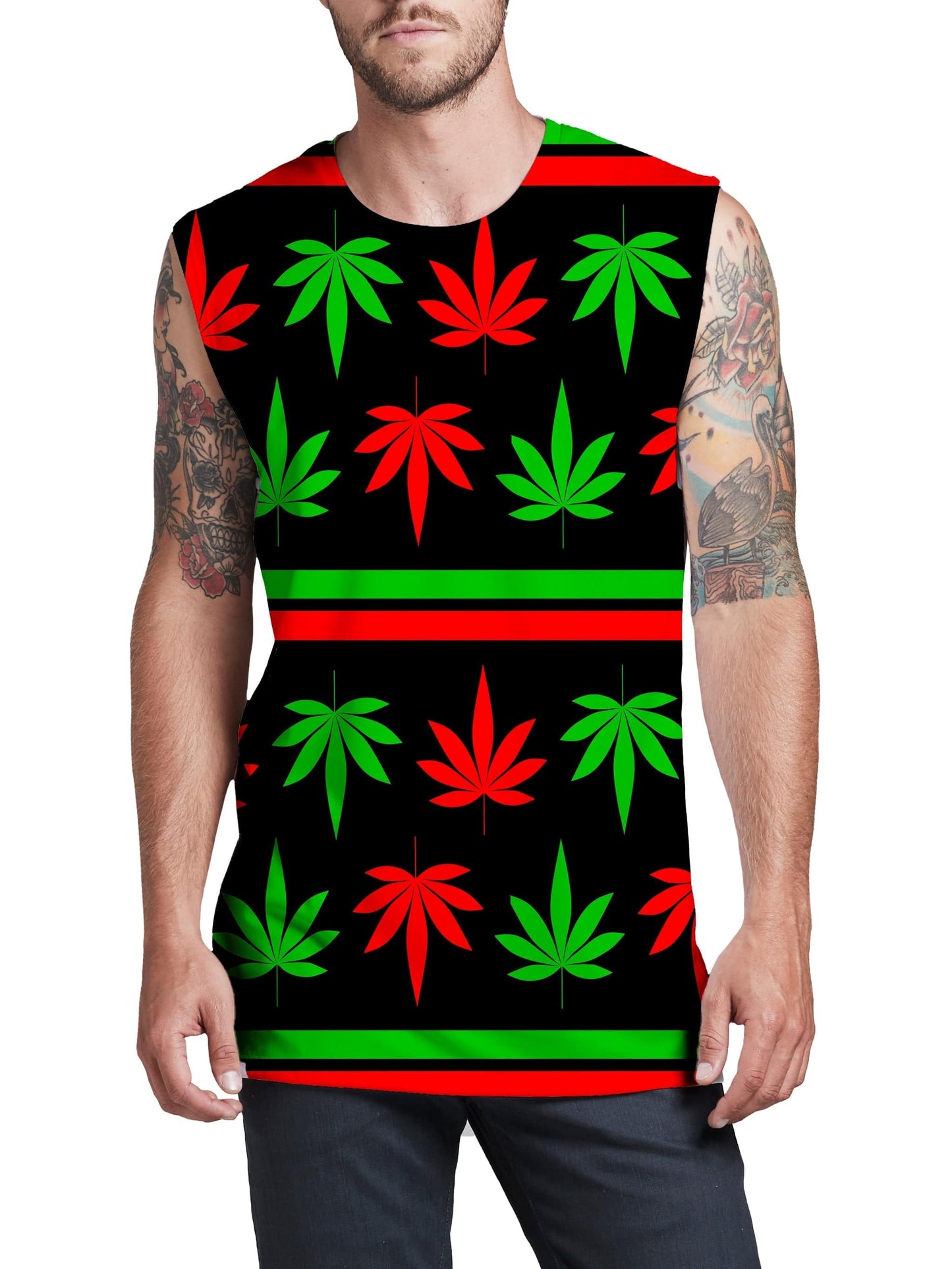 Red And Green Festive Bud Men's Muscle Tank, Sartoris Art, | iEDM