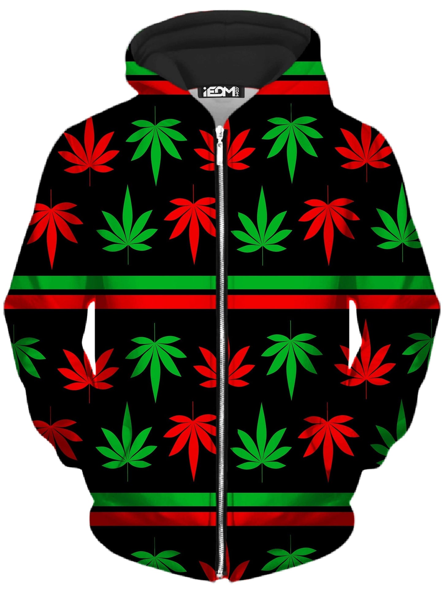 Red And Green Festive Bud Unisex Zip-Up Hoodie, Sartoris Art, | iEDM