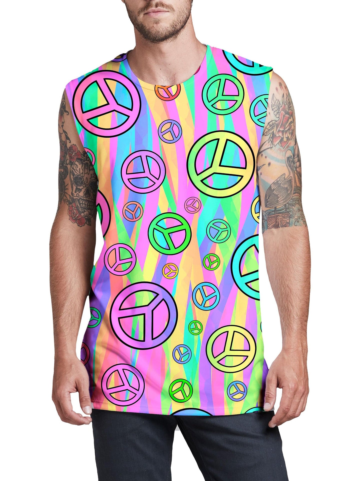 Retro Peace Symbol Men's Muscle Tank, Sartoris Art, | iEDM