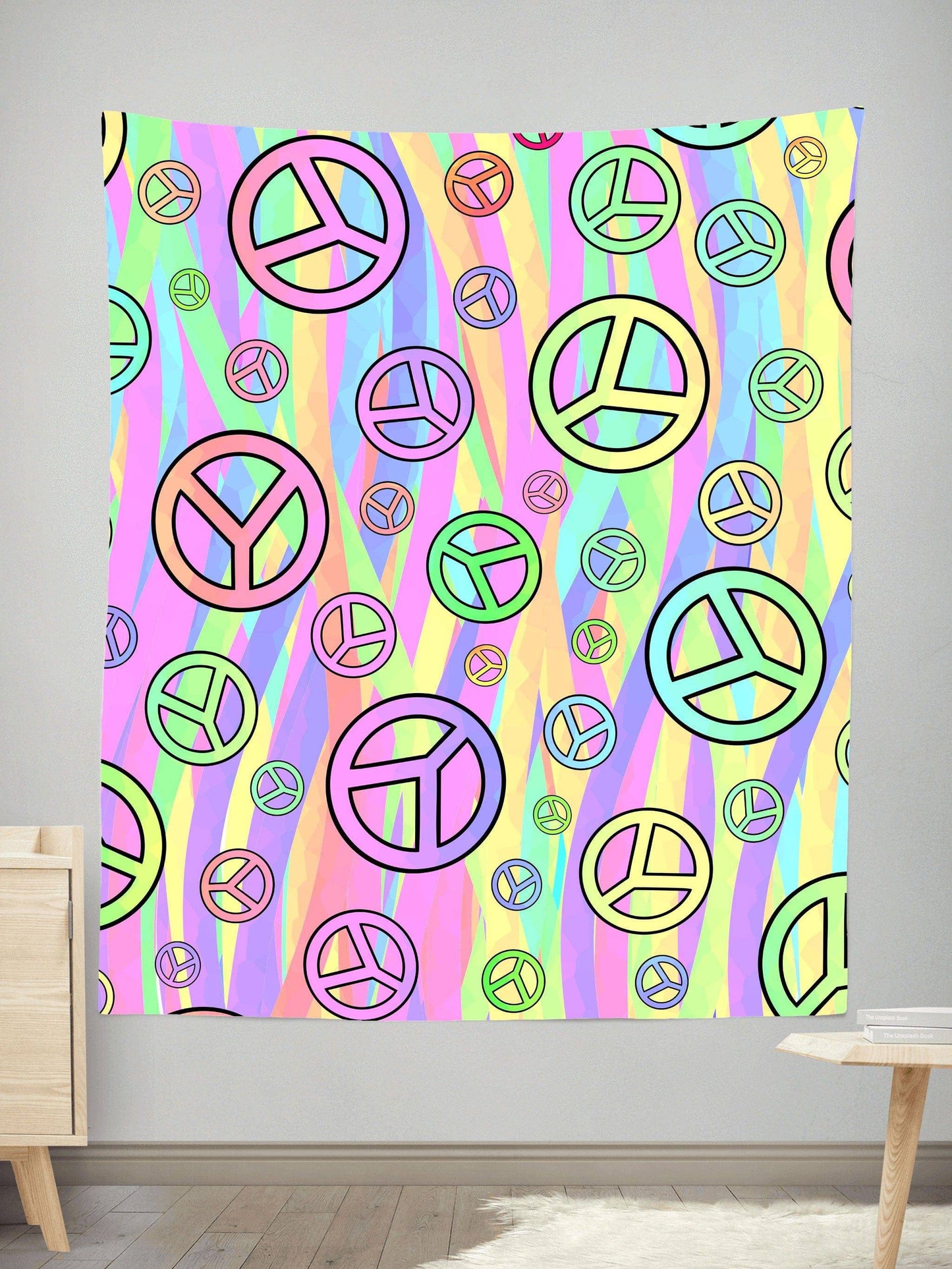 Retro Peace Symbol Tapestry, Sartoris Art, | iEDM