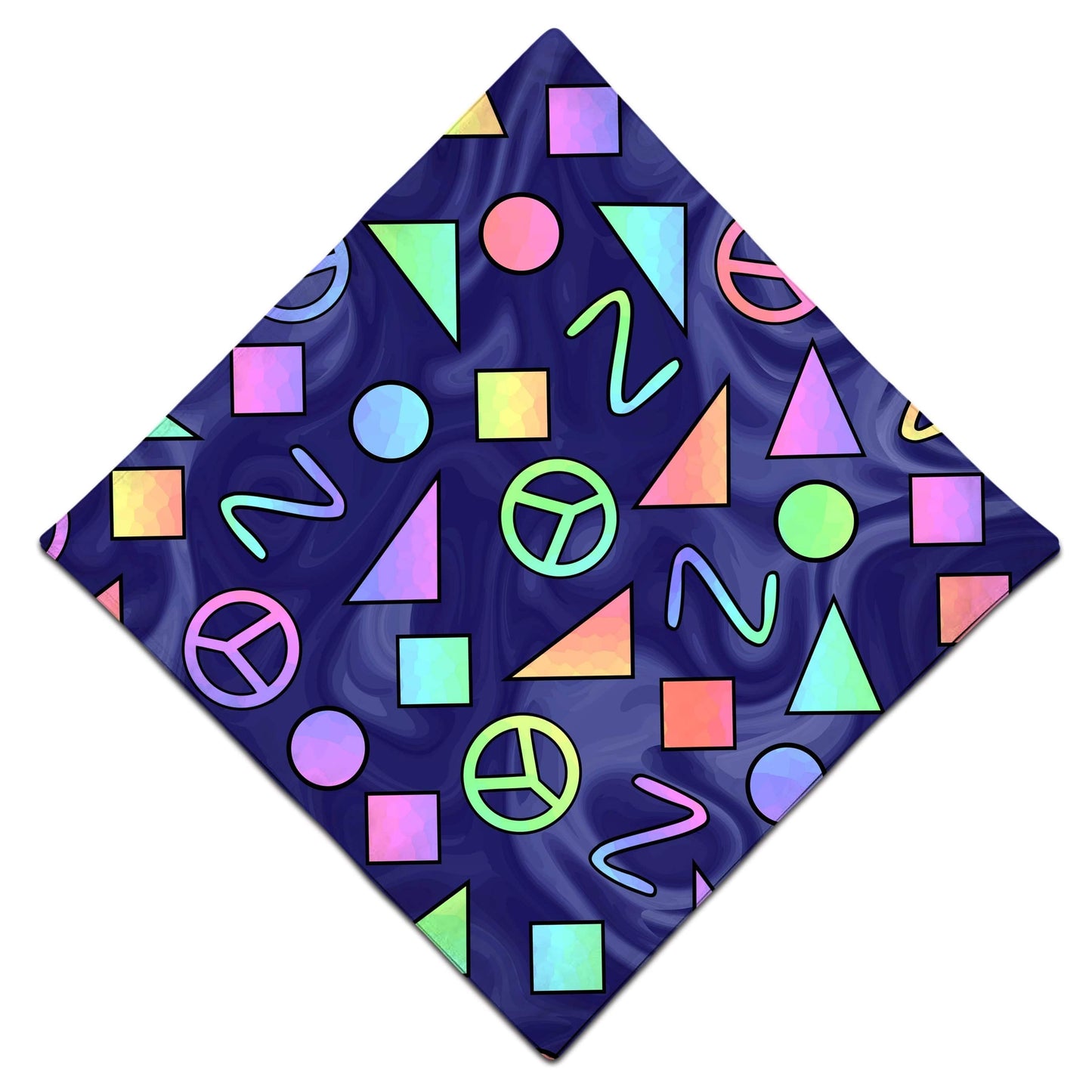 Retro Shapes Peace Symbols Blue Bandana, Sartoris Art, | iEDM