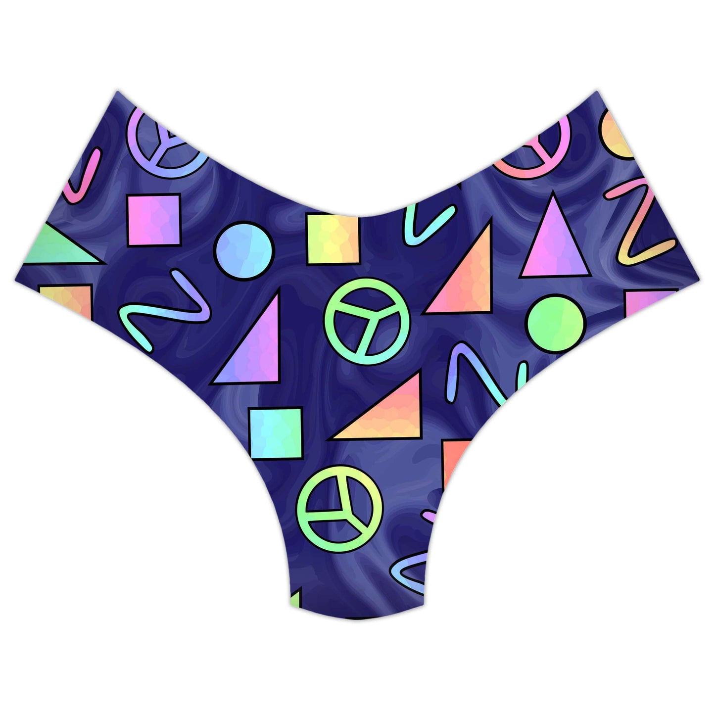 Retro Shapes Peace Symbols Blue Booty Shorts, Sartoris Art, | iEDM