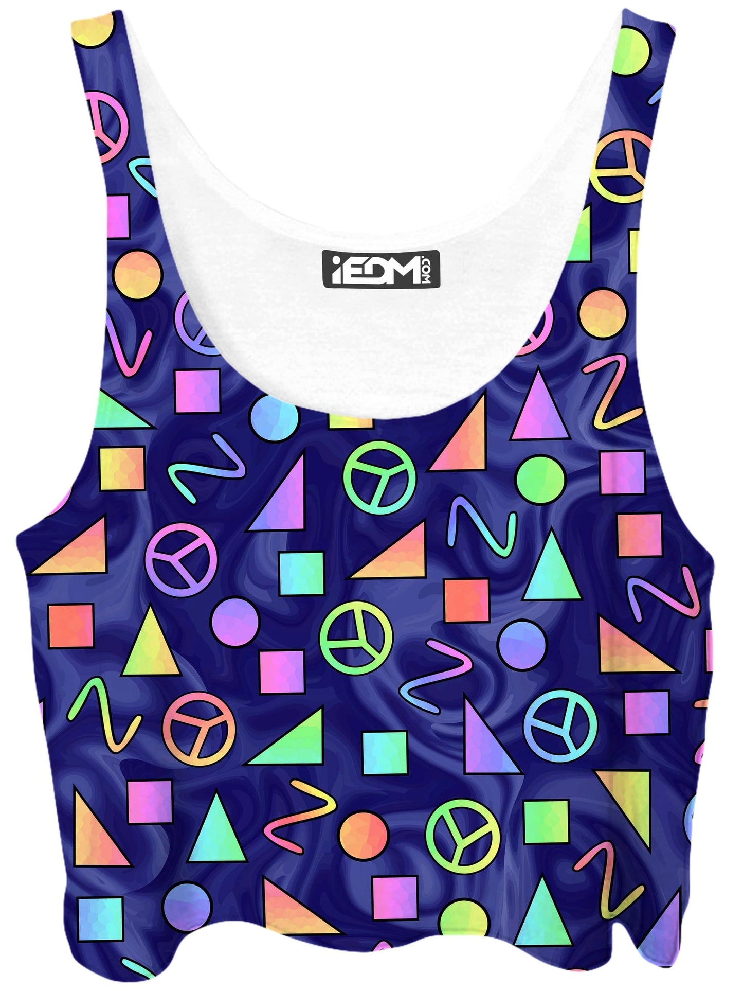 Retro Shapes Peace Symbols Blue Crop Top, Sartoris Art, | iEDM