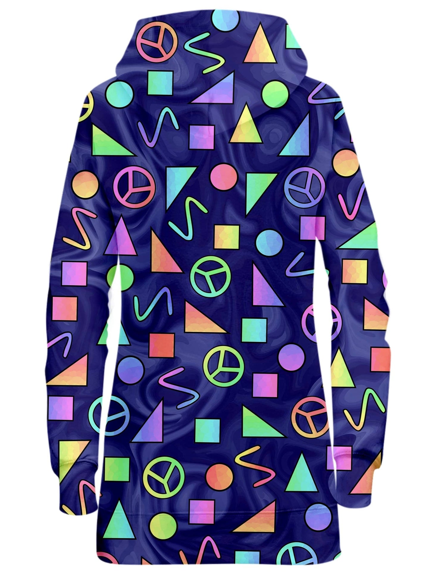 Retro Shapes Peace Symbols Blue Hoodie Dress, Sartoris Art, | iEDM