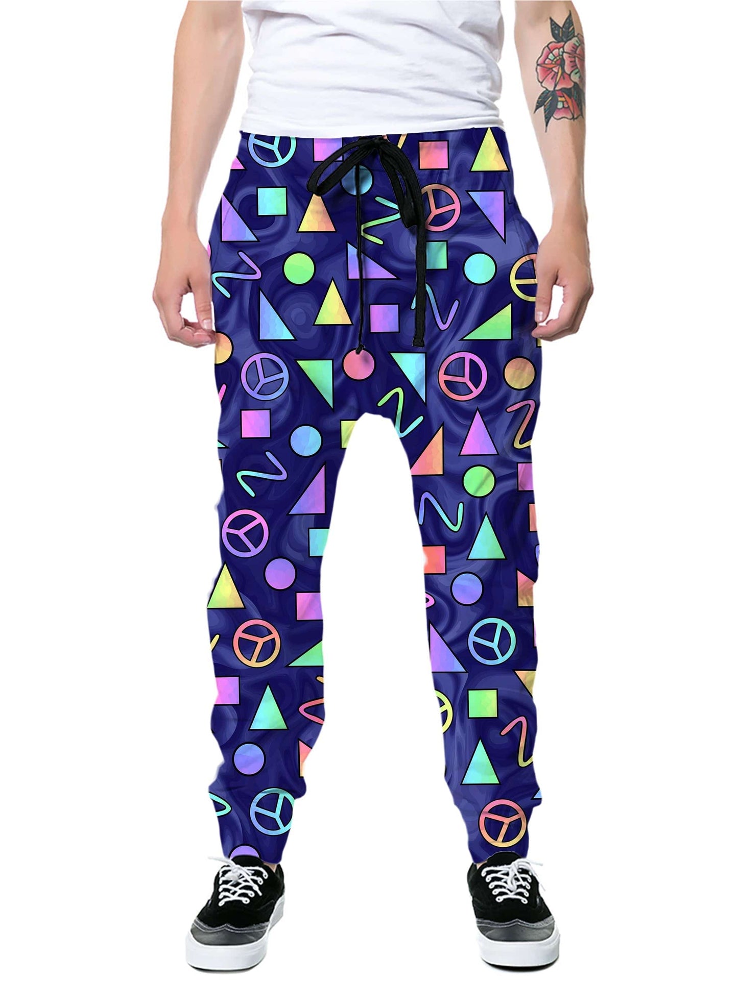 Retro Shapes Peace Symbols Blue T-Shirt and Joggers Combo, Sartoris Art, | iEDM