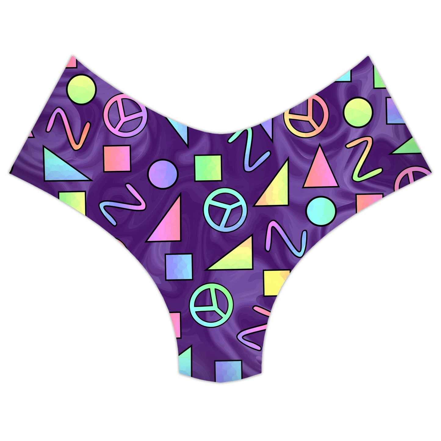 Retro Shapes Peace Symbols Purple Booty Shorts, Sartoris Art, | iEDM