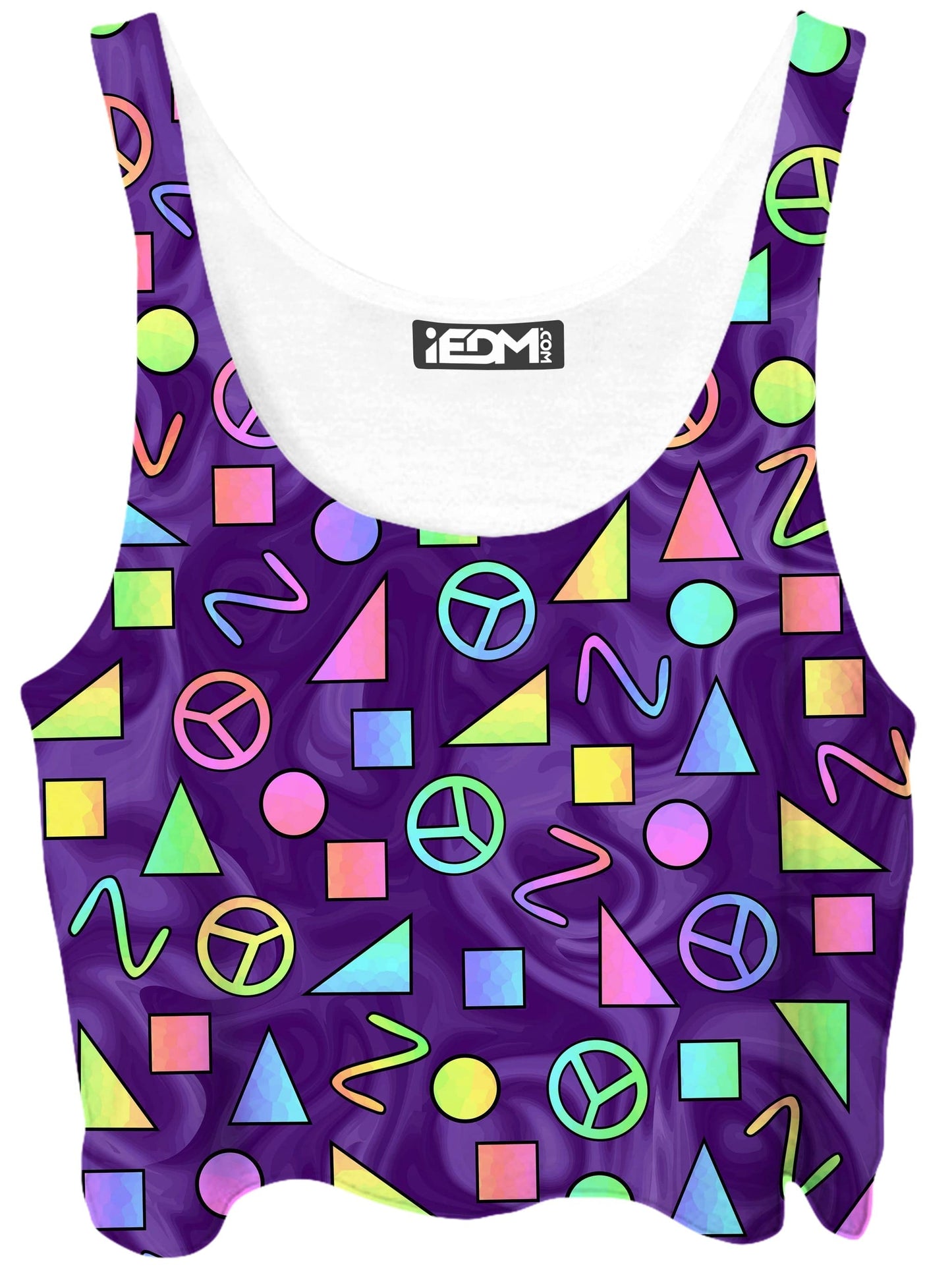 Retro Shapes Peace Symbols Purple Crop Top, Sartoris Art, | iEDM