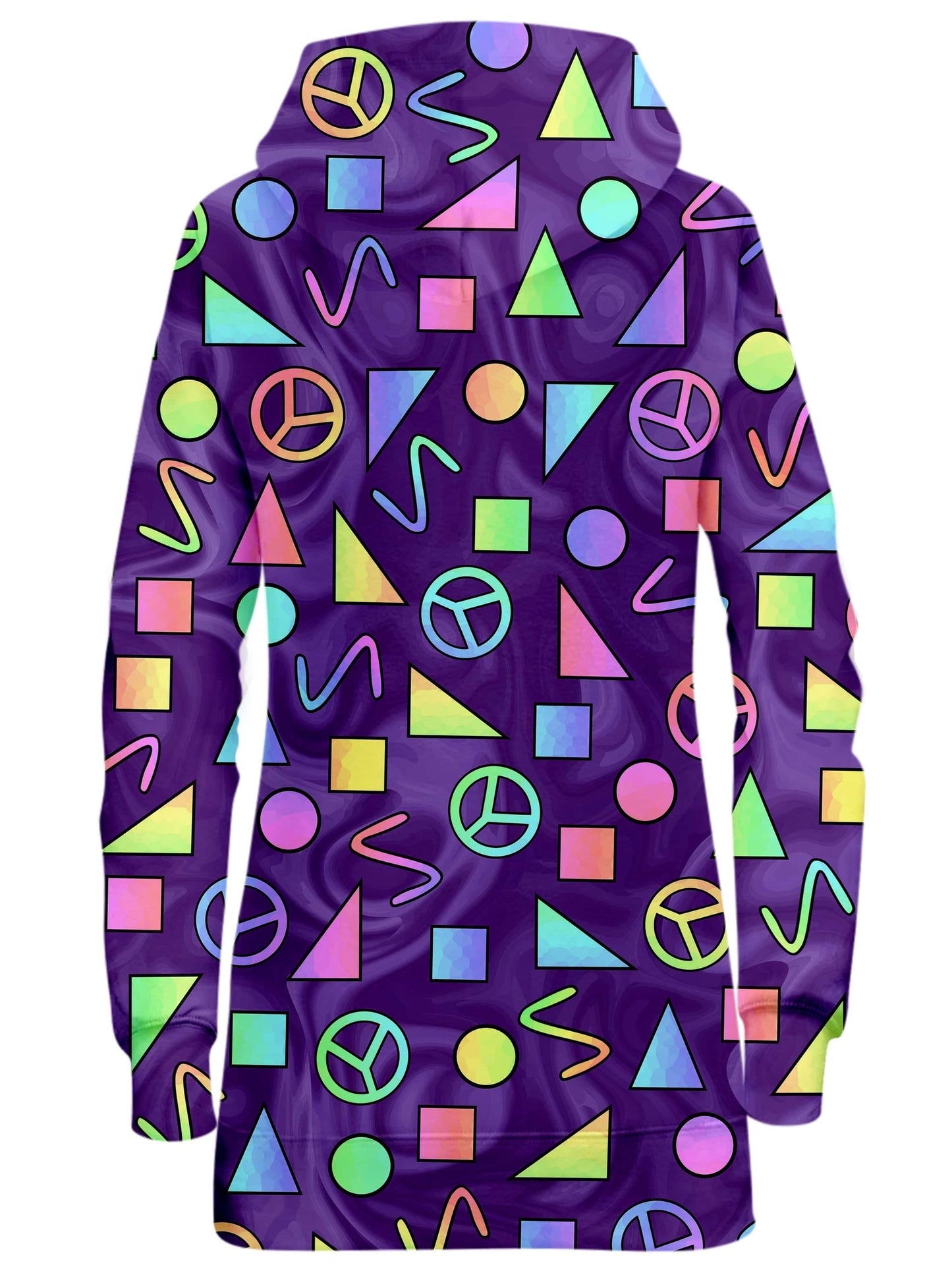 Retro Shapes Peace Symbols Purple Hoodie Dress, Sartoris Art, | iEDM