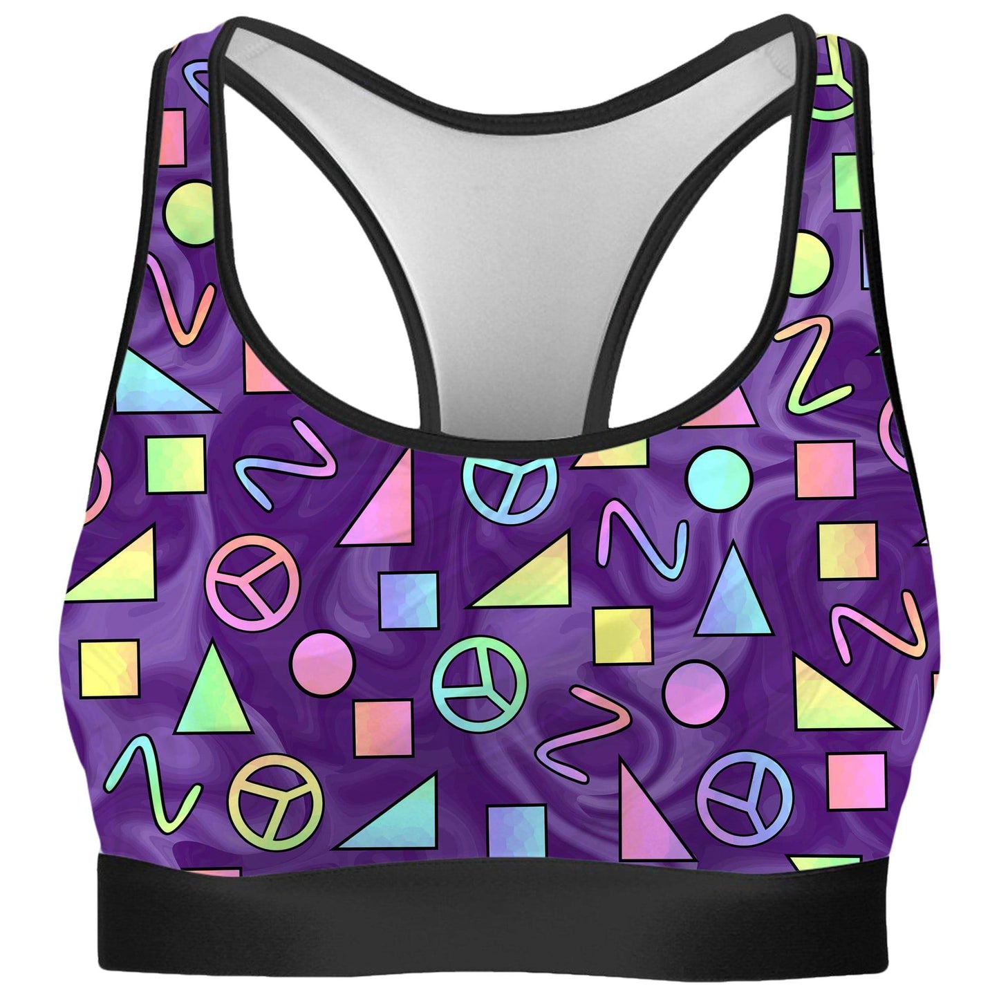 Retro Shapes Peace Symbols Purple Rave Bra, Sartoris Art, | iEDM