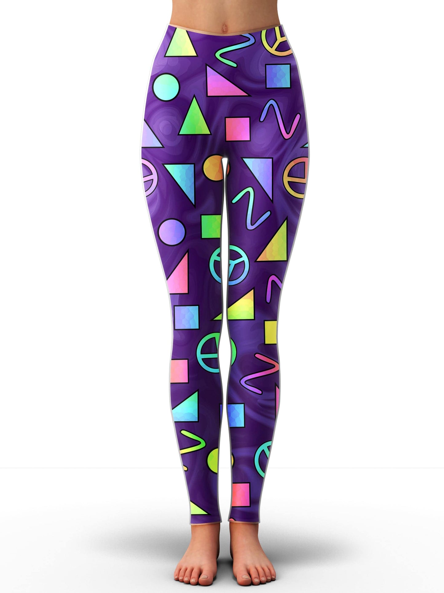 Retro Shapes Peace Symbols Purple Zip-Up Hoodie and Leggings Combo, Sartoris Art, | iEDM