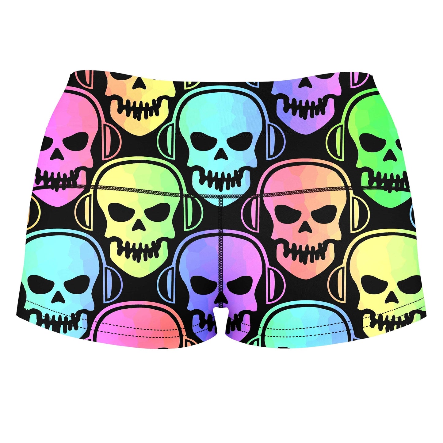Skull Deejays High-Waisted Women's Shorts, Sartoris Art, | iEDM