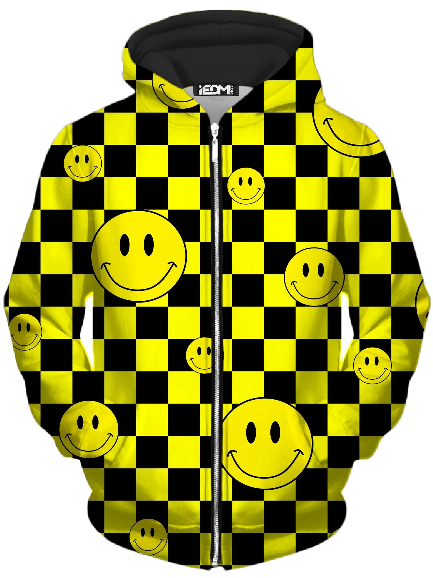 Smile Checkerboard Unisex Zip-Up Hoodie, Sartoris Art, | iEDM