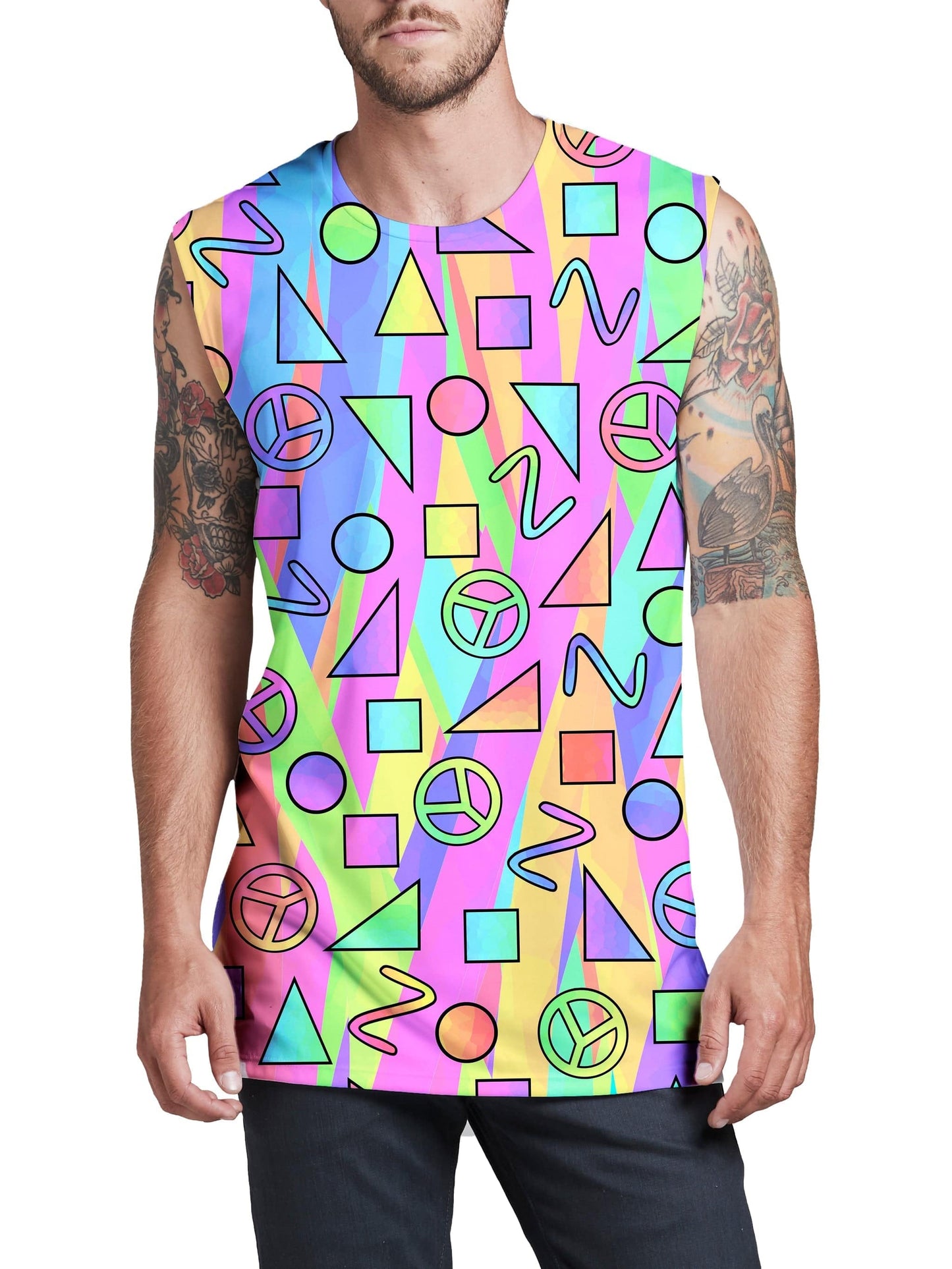 Trippy Retro Peace Signs Men's Muscle Tank, Sartoris Art, | iEDM