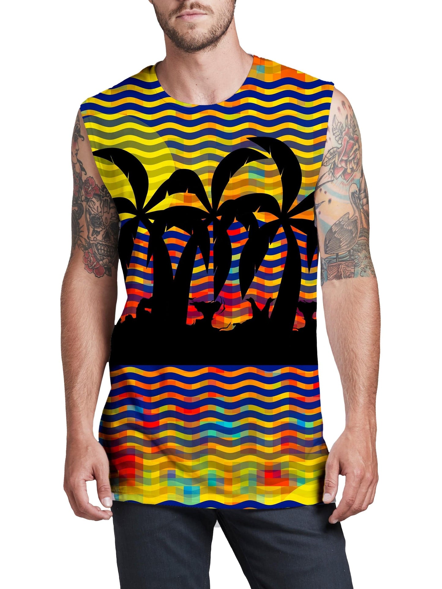 Trippy Tropical Nights Men's Muscle Tank, Sartoris Art, | iEDM