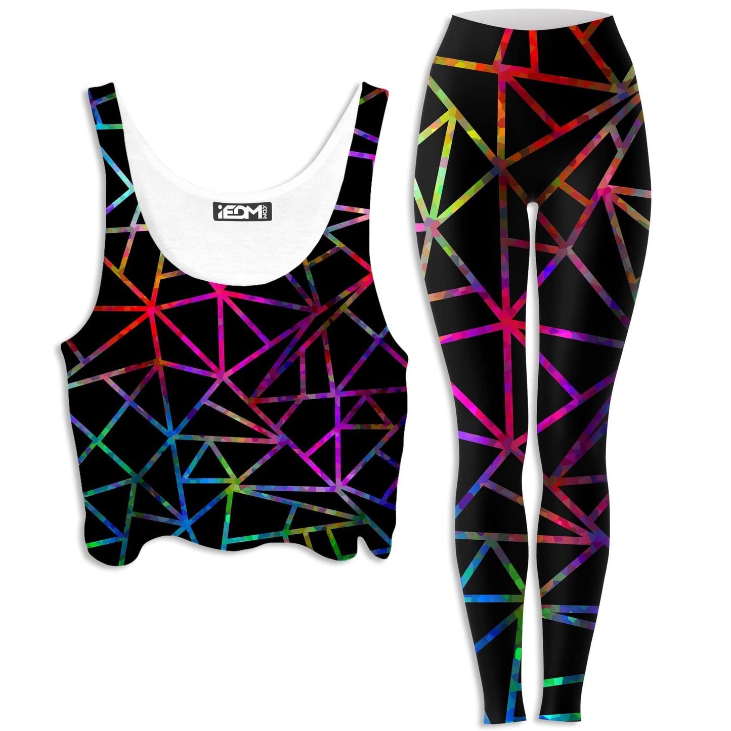 Webbed Geometric Crop Top and Leggings Combo, Sartoris Art, | iEDM