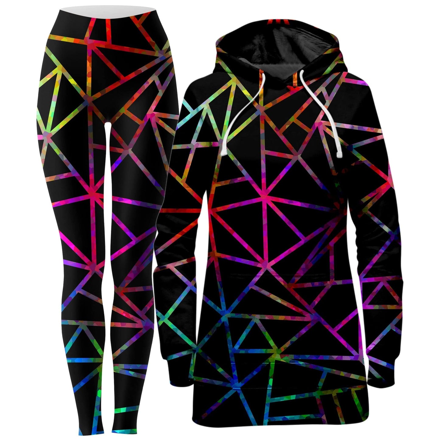 Webbed Geometric Hoodie Dress and Leggings Combo, Sartoris Art, | iEDM