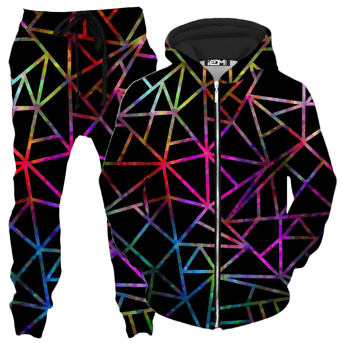 Webbed Geometric Zip-Up Hoodie and Joggers Combo, Sartoris Art, | iEDM
