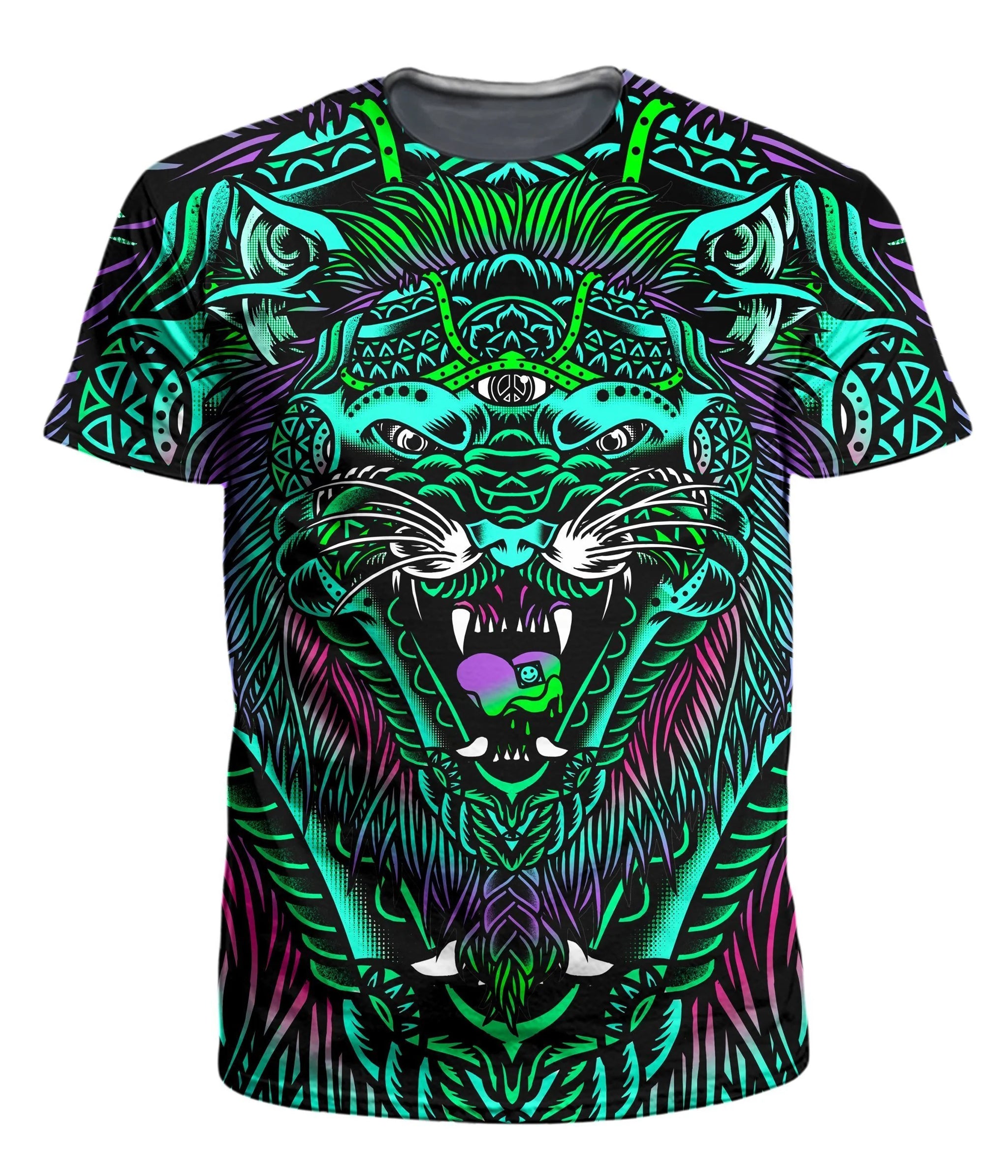 Acid Tiger Men's T-Shirt by Set 4 Lyfe in Black - X-Large - Short Sleeve - Rave Gear - iEDM