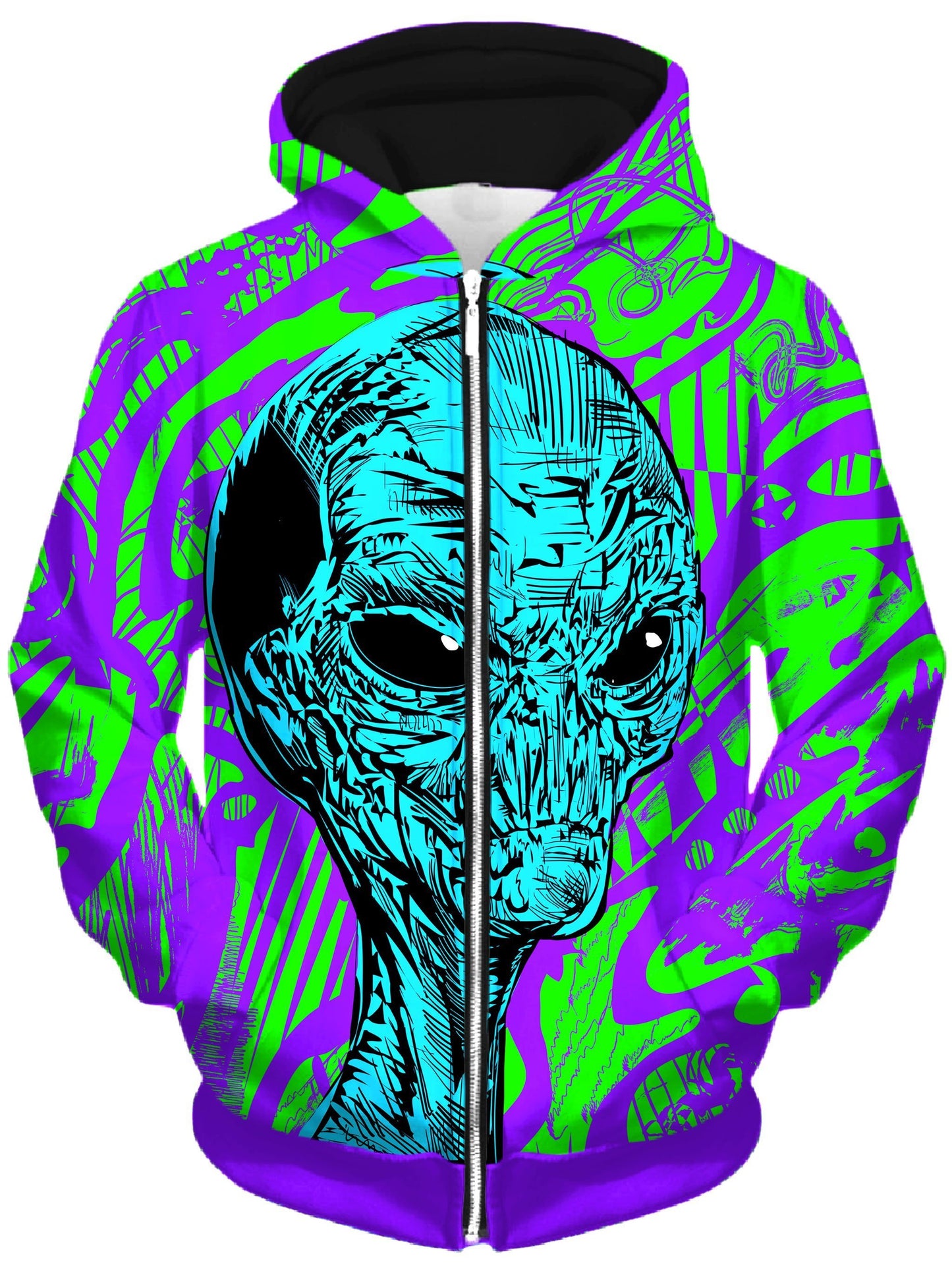 Alien Unisex Zip-Up Hoodie, Technodrome, | iEDM