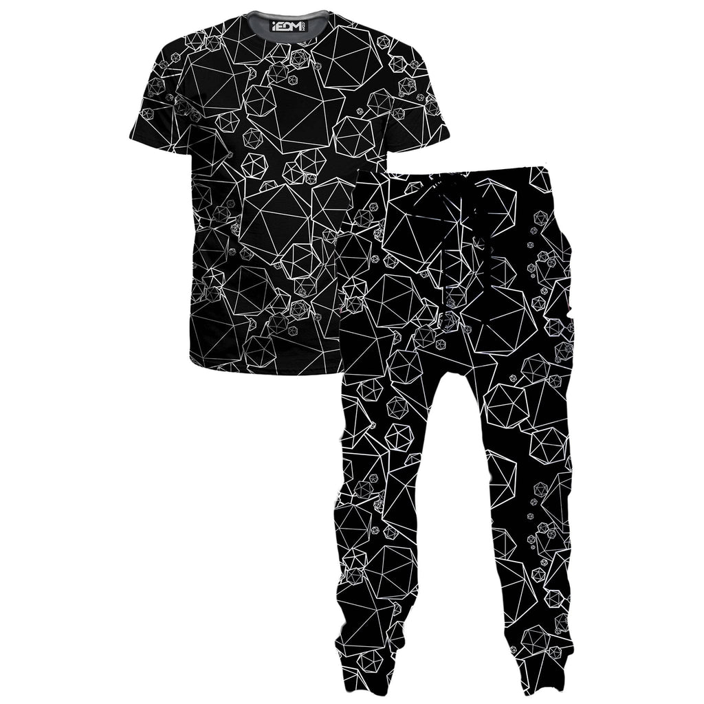 Icosahedron Madness Black T-Shirt and Joggers Combo, Yantrart Design, | iEDM