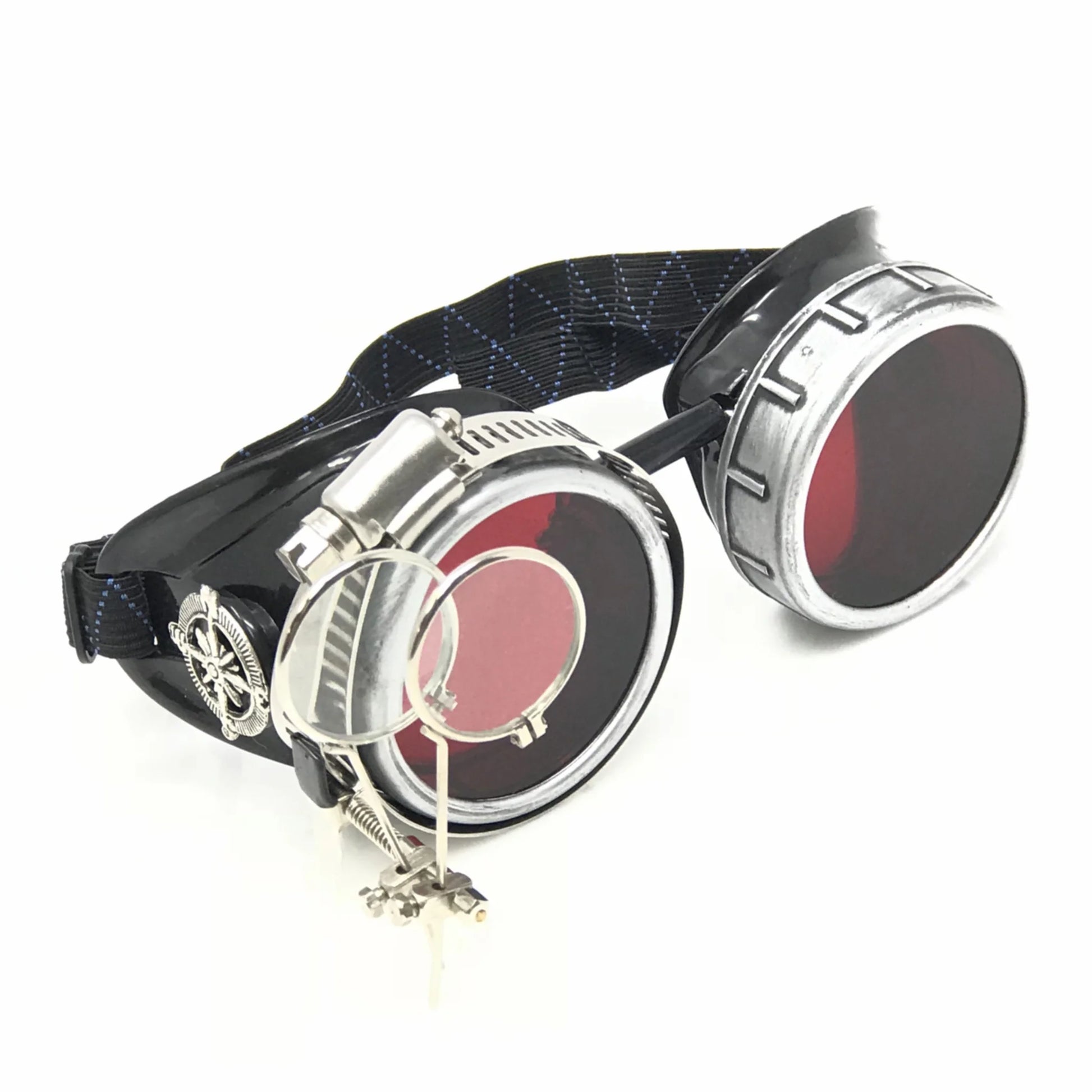 goth goggles Diesel Goth Punk Metallic Goggles With Magnifying Eye Loupes Red Lense