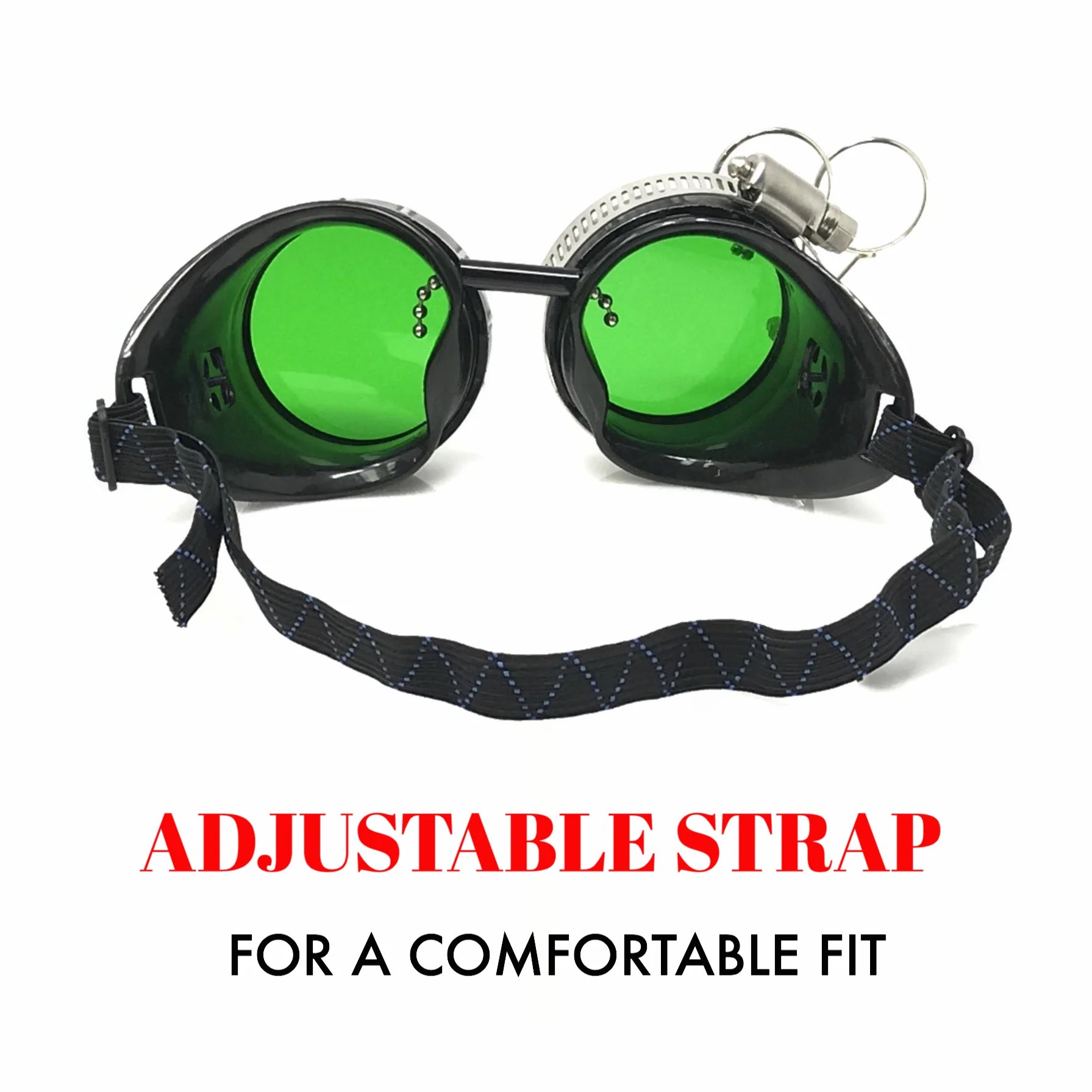 Diesel Goth Punk Biker Goggles With Magnifying Eye Loupes Green Lenses - iEDM
