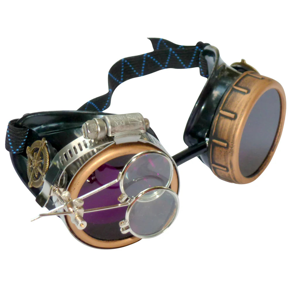 Steampunk Goggles With Magnifying Loupes Purple Lenses - iEDM