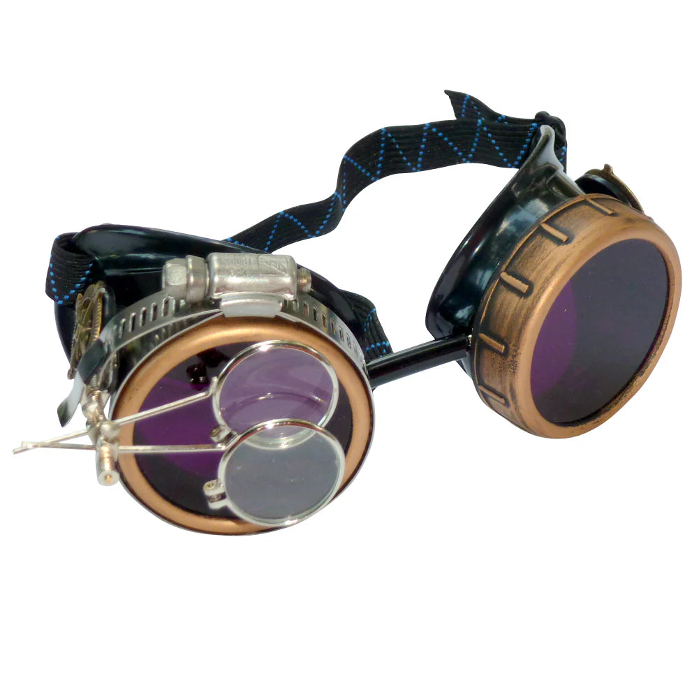 Steampunk Goggles With Magnifying Loupes Purple Lenses - iEDM