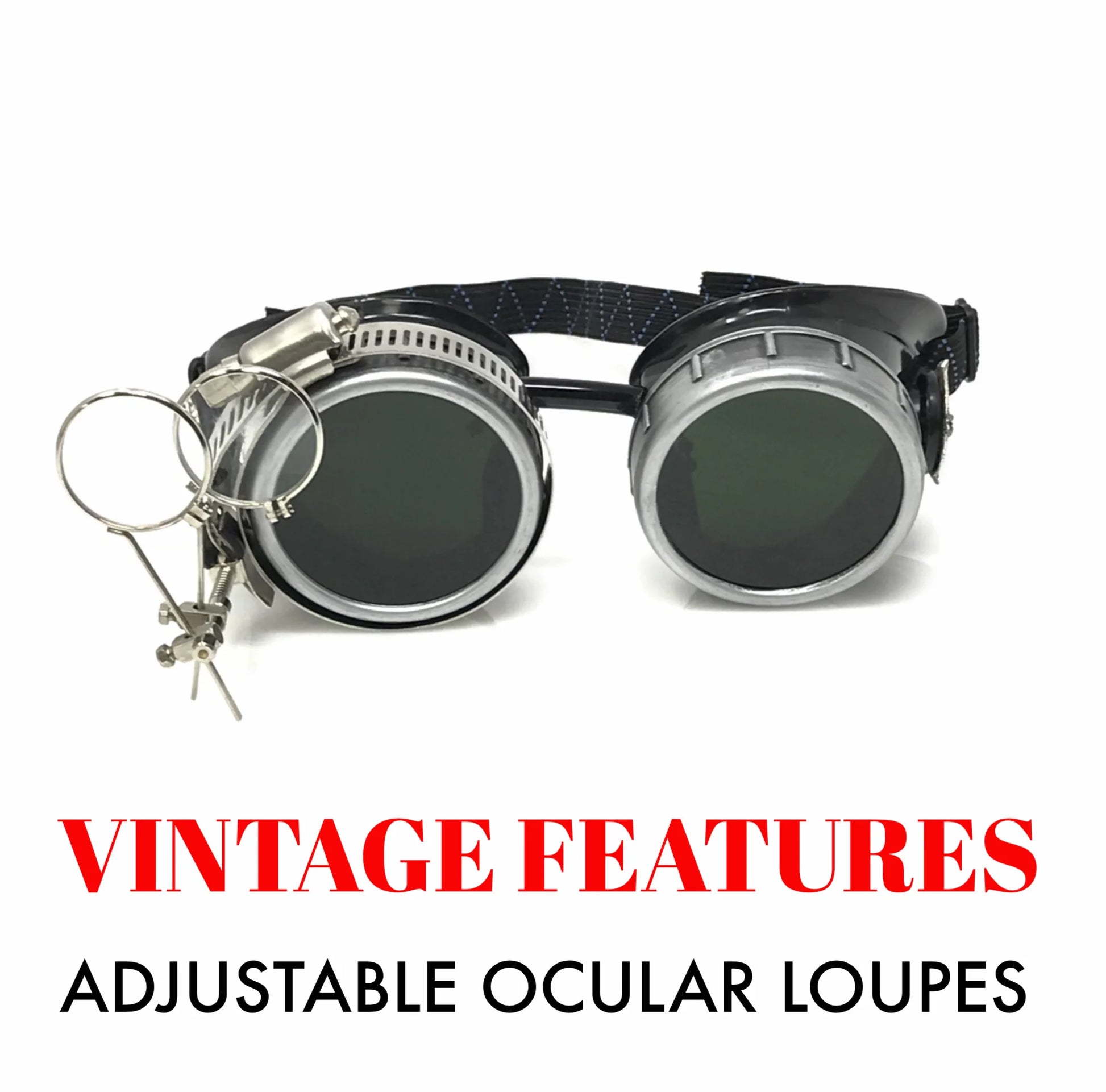 Diesel Goth Punk Vespa Goggles With Magnifying Eye Loupes Black Lenses - iEDM